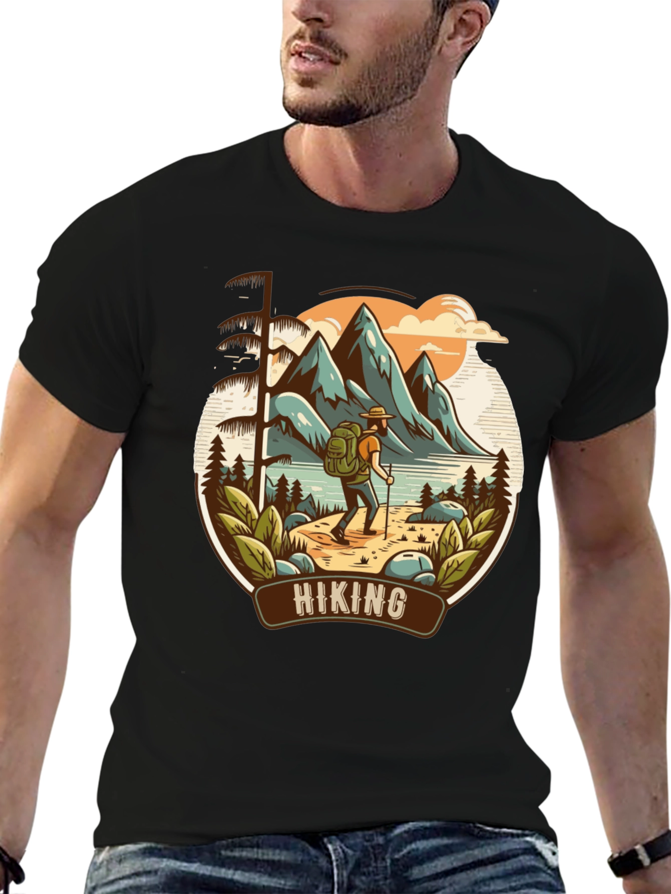 Black Hiking Adventure Graphic Tee view 6