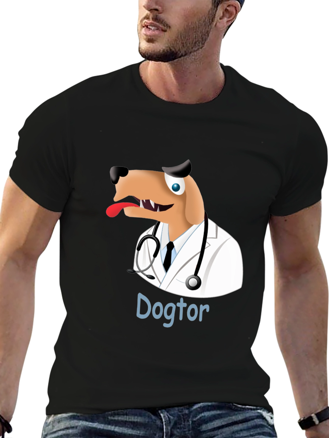 Black Dogtor T-Shirt - Funny Doctor Dog Tee view 6