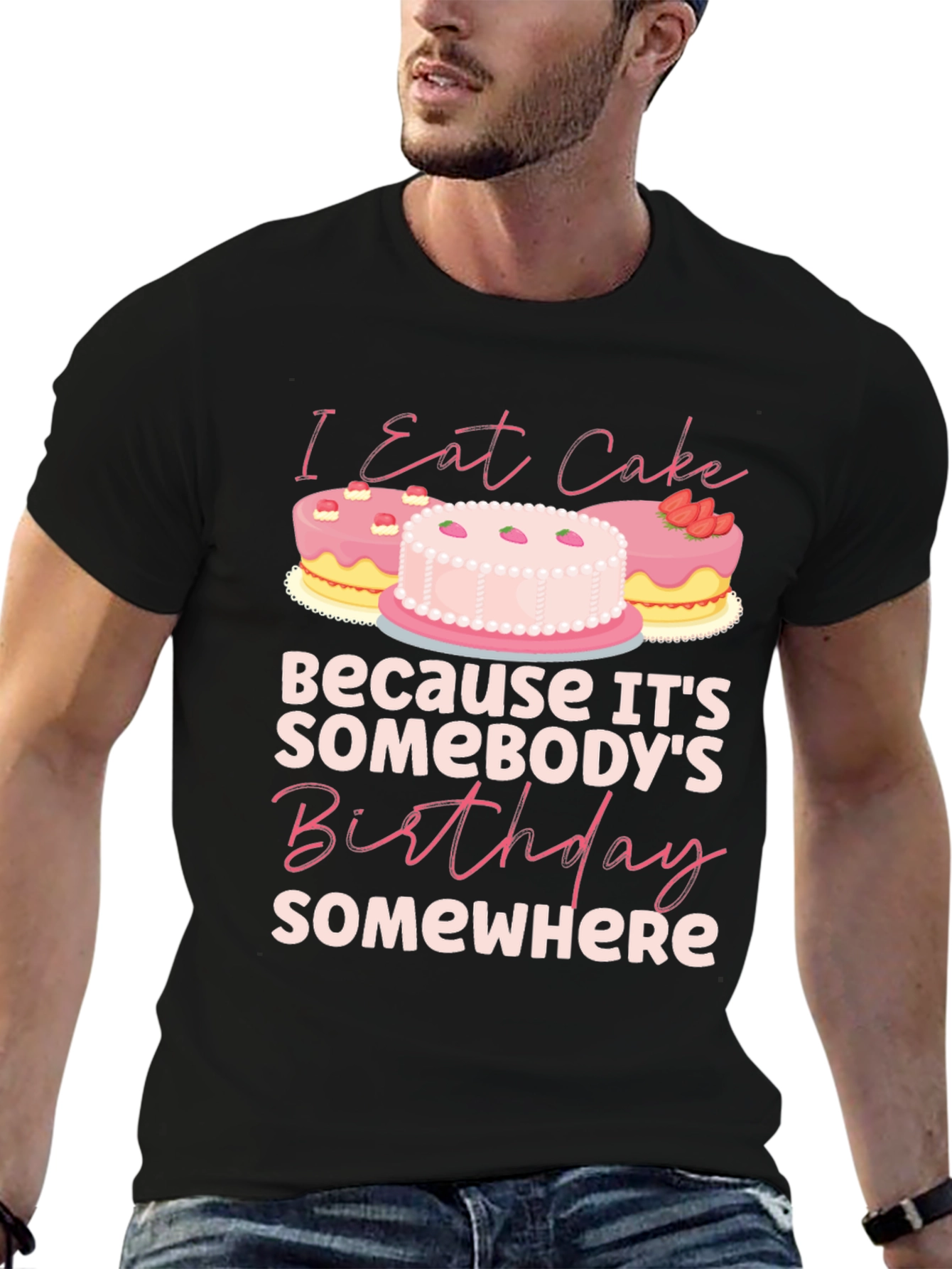 Black I Eat Cake Birthday T-Shirt view 6