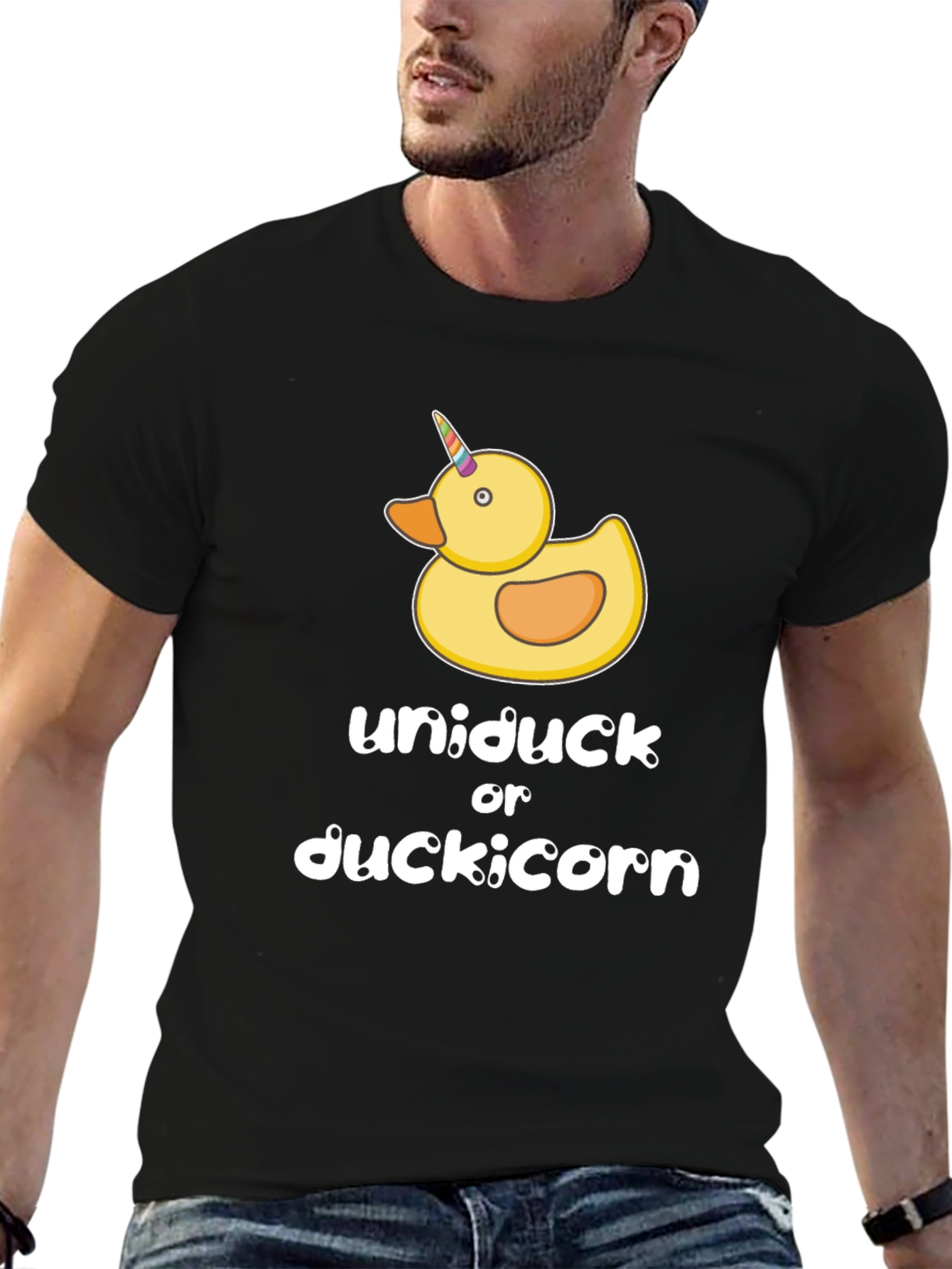 Black Uniduck or Duckicorn T-Shirt - Novelty Tee view 6
