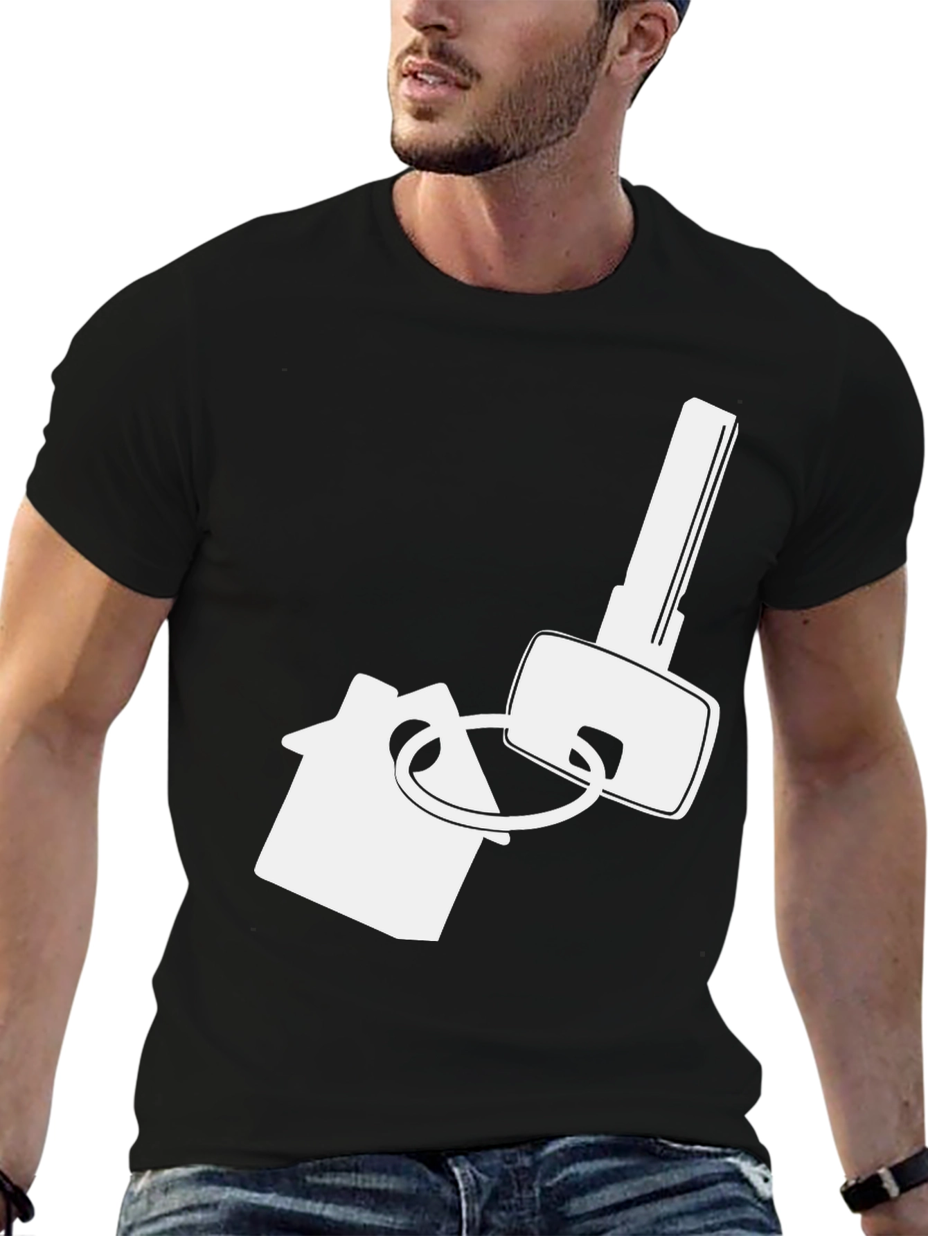 House Key Graphic Tee - Black Cotton T-Shirt - 6