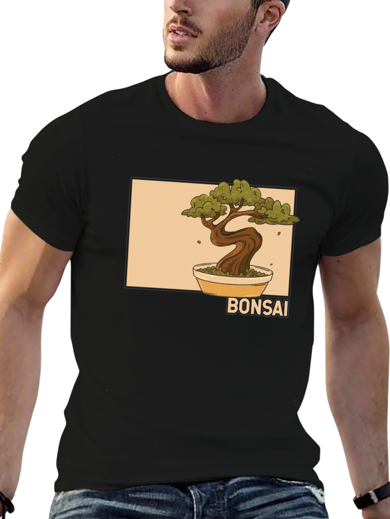 Black Bonsai Tree Graphic Black T-Shirt view 6