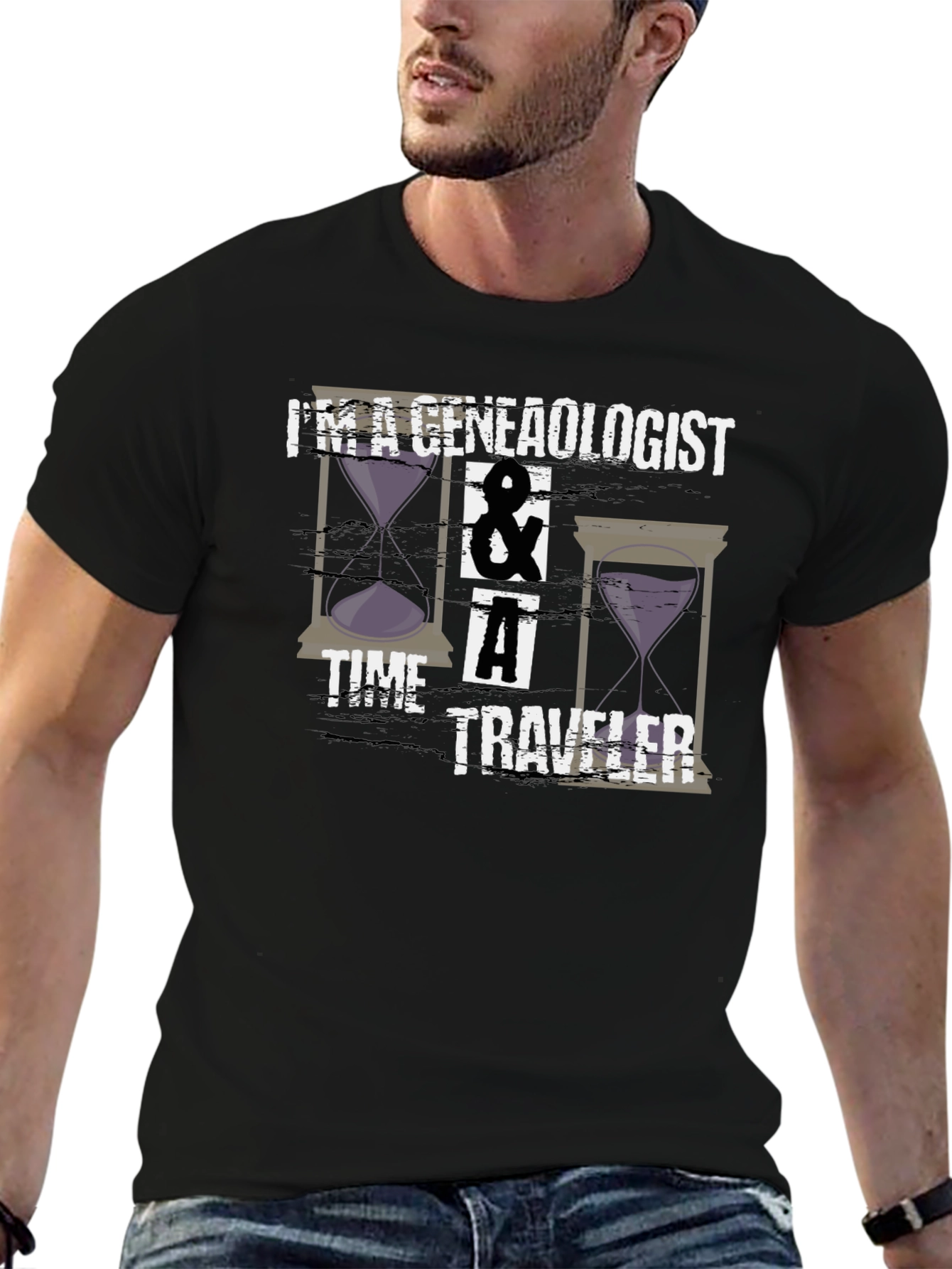 Black Genealogist & Time Traveler Black T-Shirt view 6