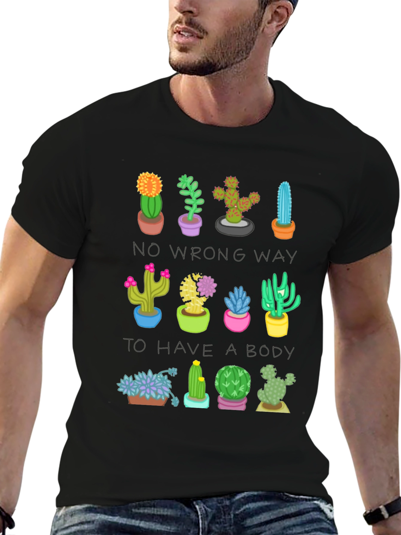 Black Cactus Body Positive Graphic Tee view 6