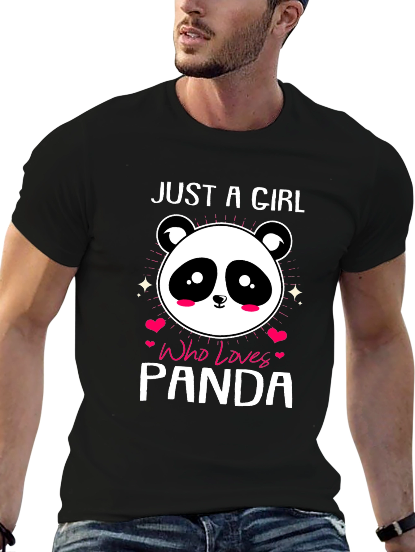 Black Just A Girl Who Loves Panda T-Shirt view 6