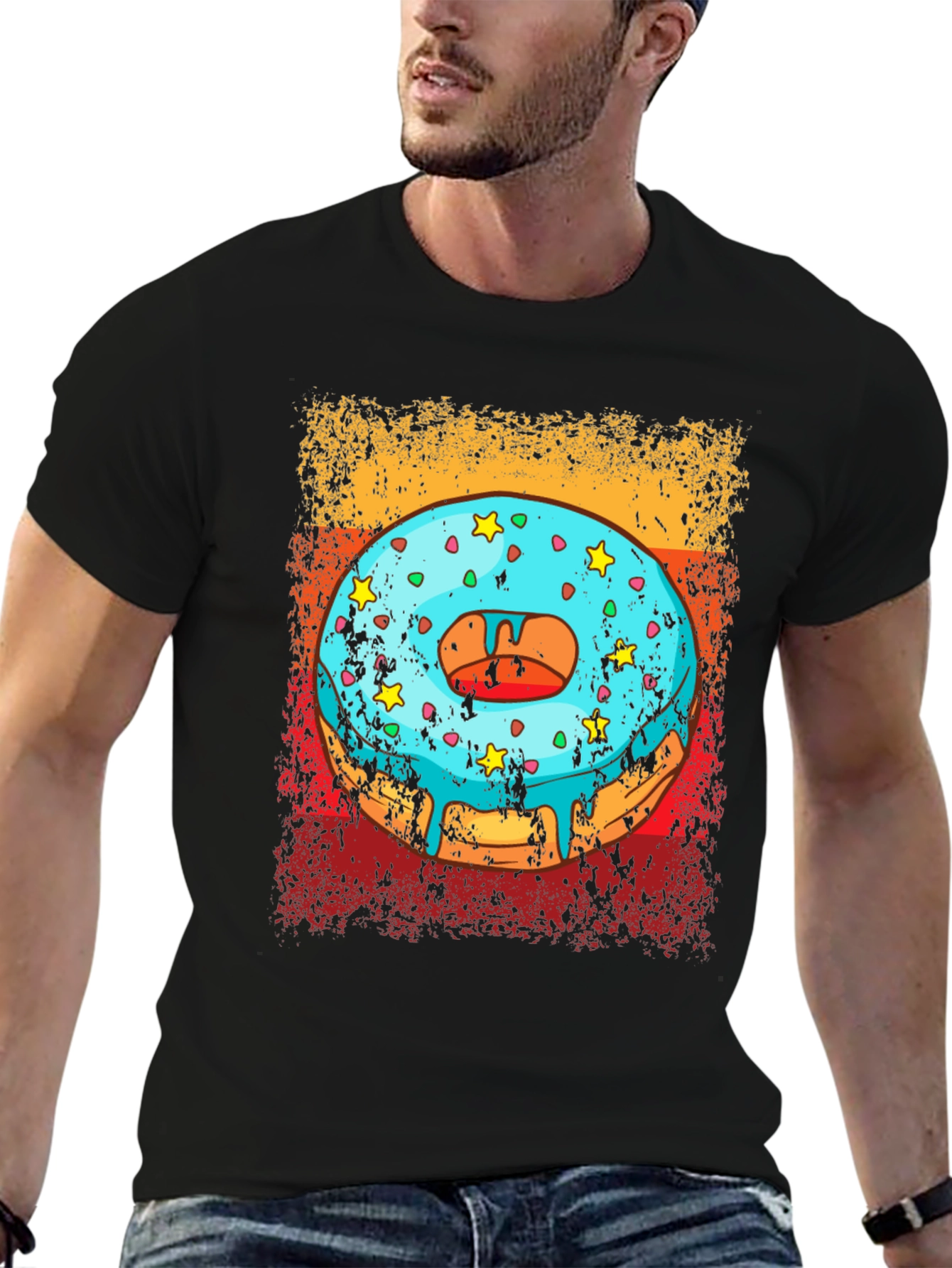 Black Donut Graphic Tee - Novelty T-Shirt view 6