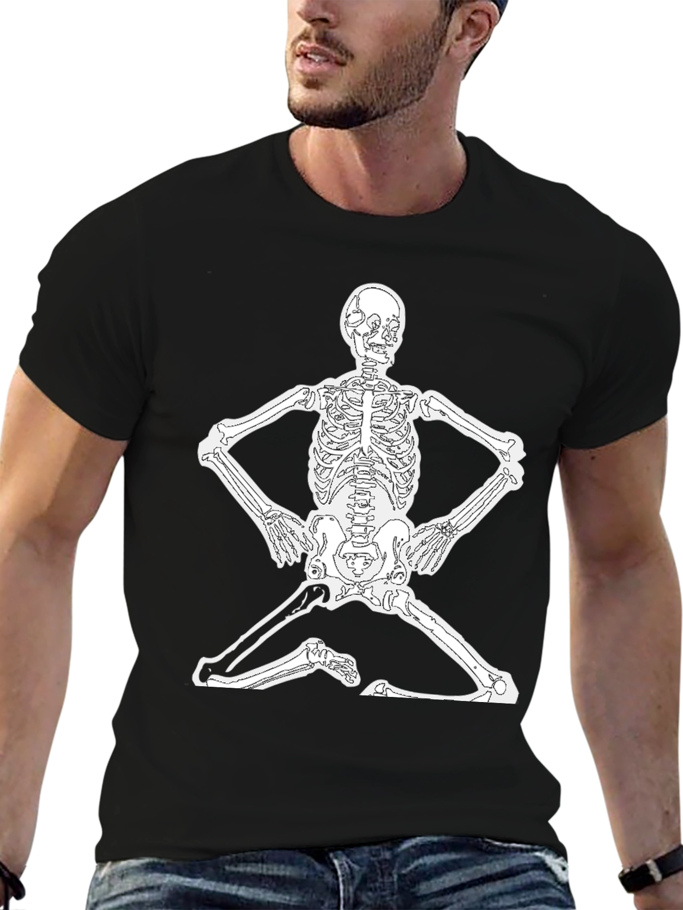 Black Yoga Skeleton Black T-Shirt view 6