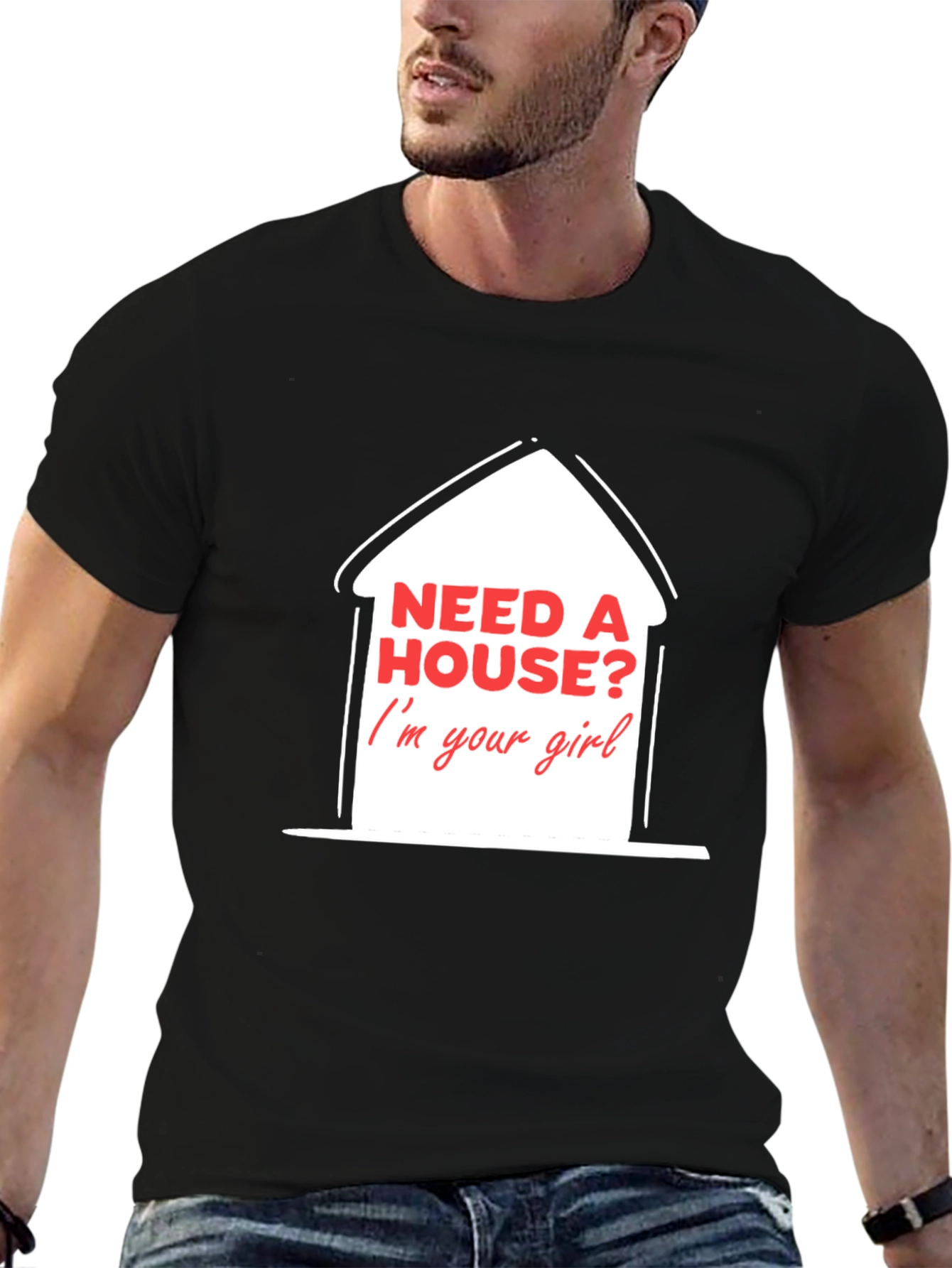 Black Need A House? T-Shirt - Real Estate Agent Apparel view 6