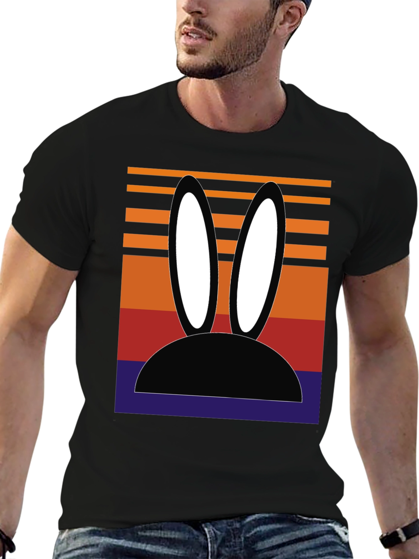 Black Retro Bunny Ears Graphic Tee view 6