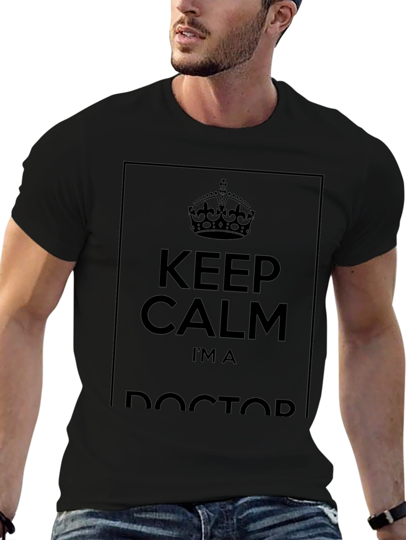 Black Keep Calm I'm a Doctor Black T-Shirt view 6