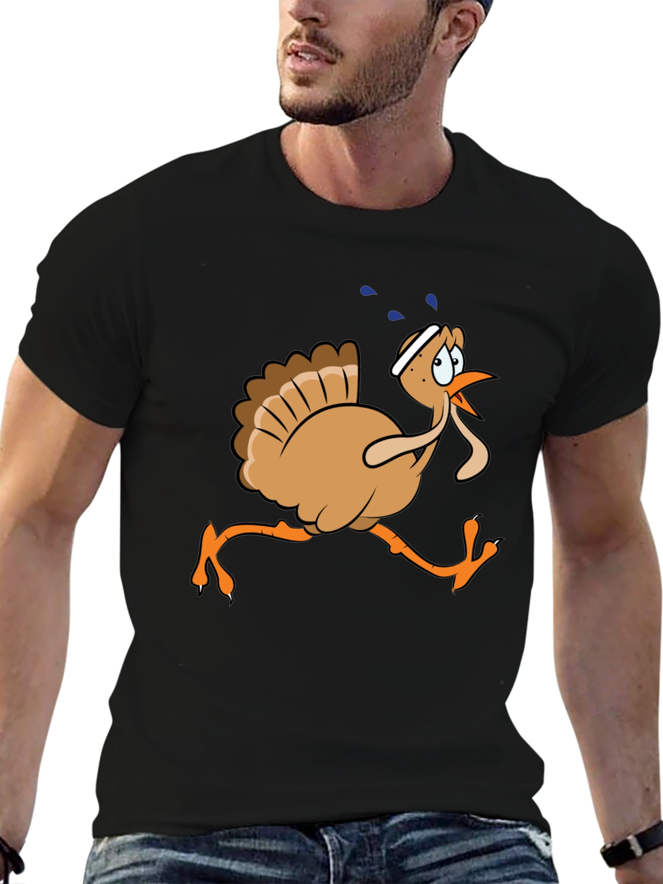 Black Running Turkey Graphic T-Shirt view 6