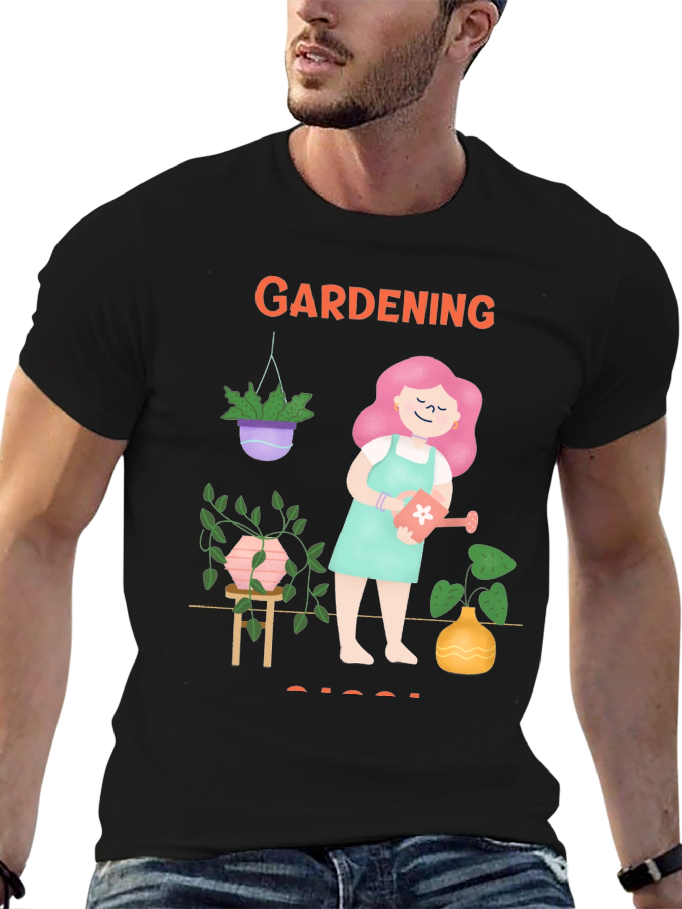 Black Gardening T-Shirt Cute Plant Lover Tee view 6