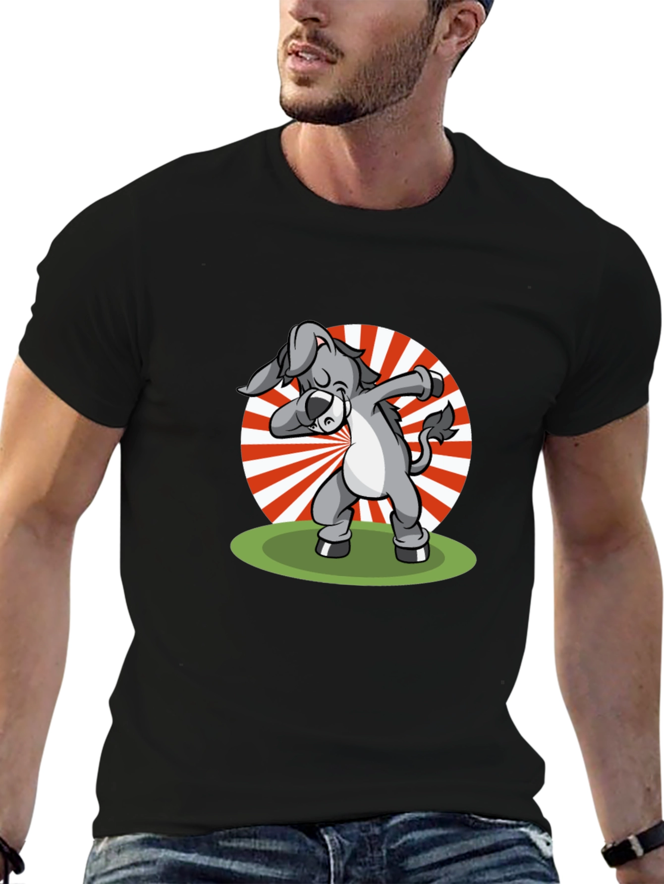 Black Dabbing Donkey Graphic T-Shirt - Black view 6