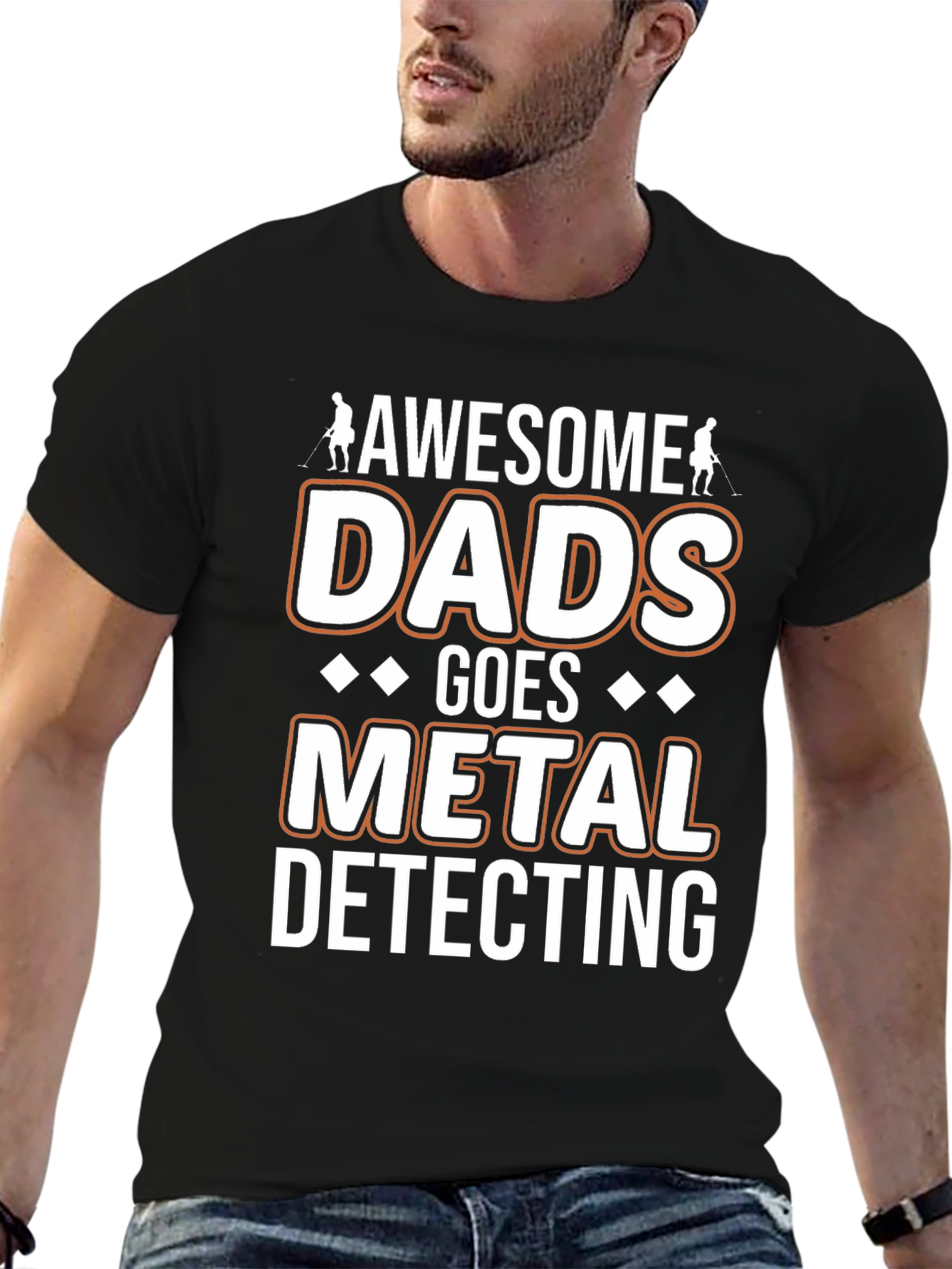Black Awesome Dads Metal Detecting T-Shirt view 6