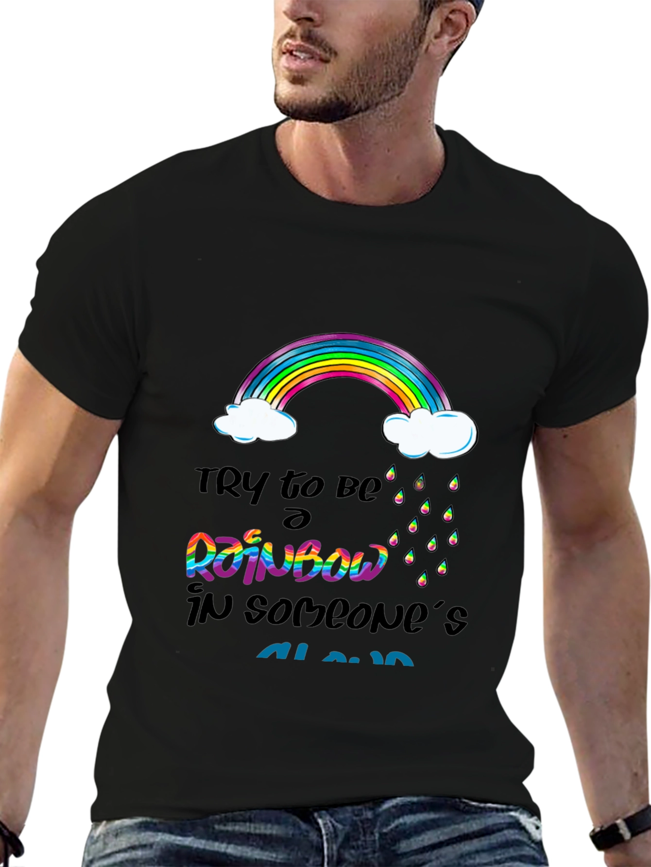 Black Rainbow Cloud Graphic T-Shirt view 6