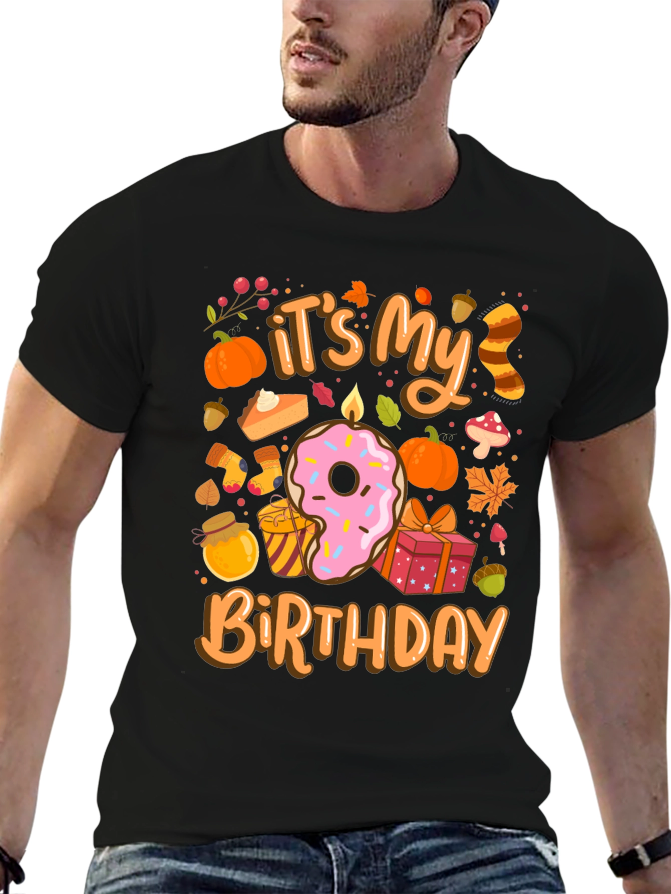 Black It's My Birthday Fall Themed T-Shirt view 6