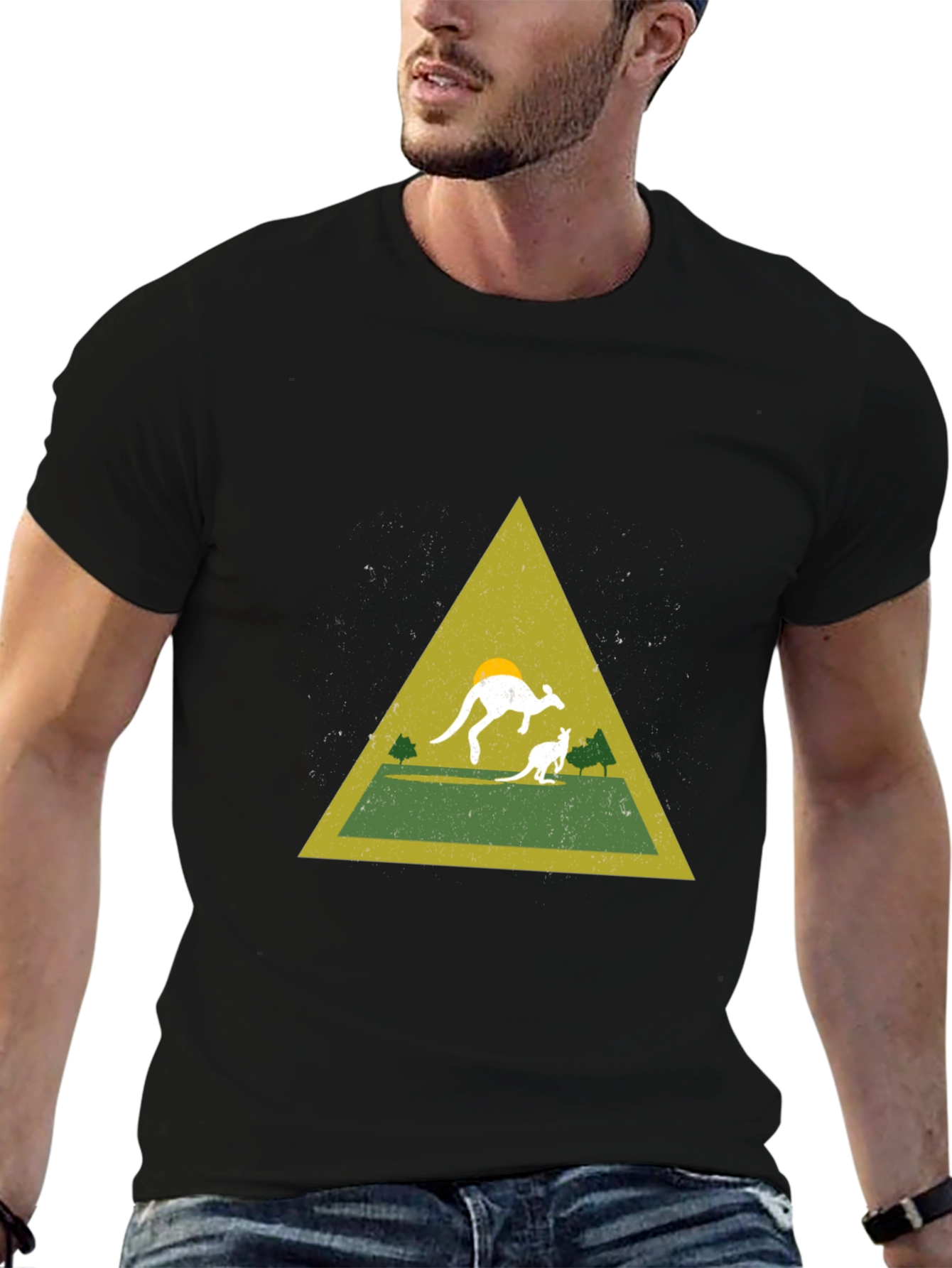 Black Kangaroo Triangle Graphic Tee - Black view 6