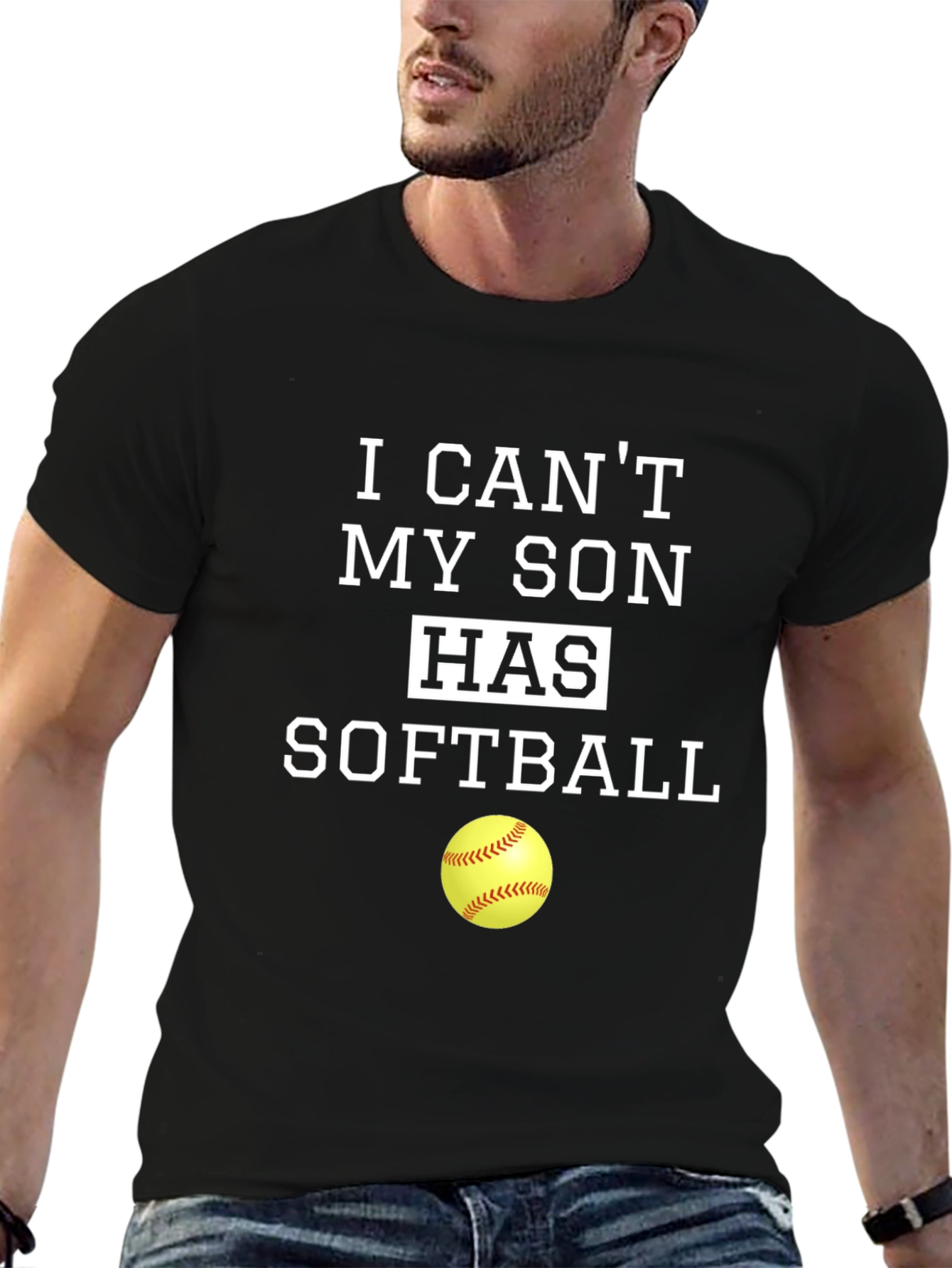 Black Funny Son's Softball T-Shirt view 6