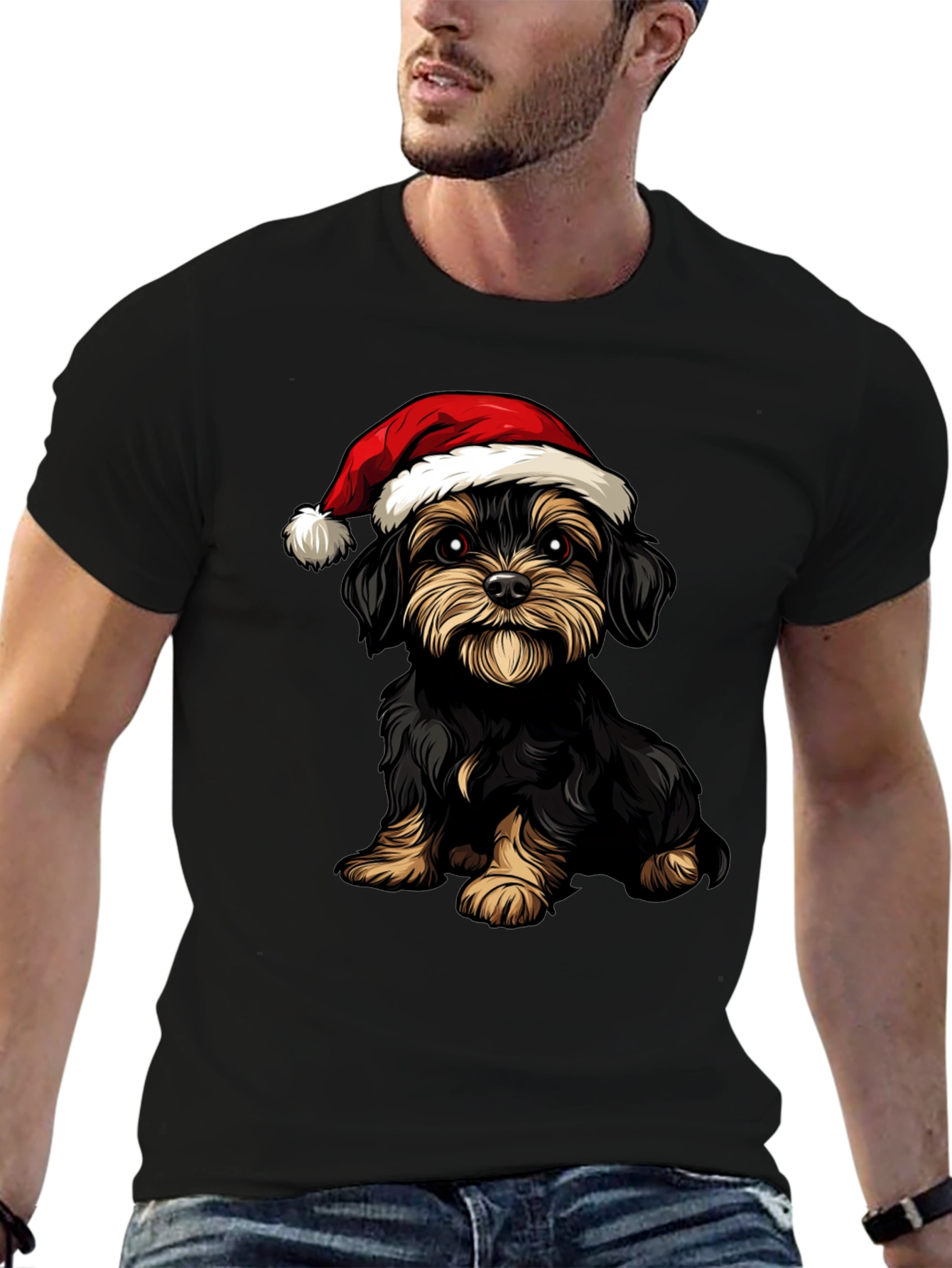 Black Christmas Dog T-Shirt view 6