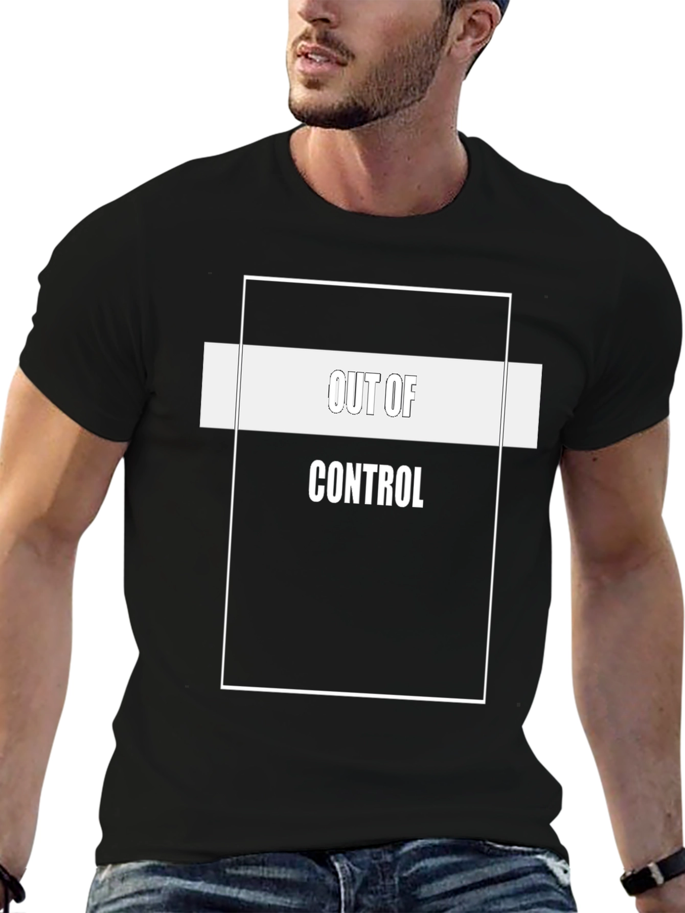 Black Out of Control Graphic Tee - Black Cotton Blend view 6