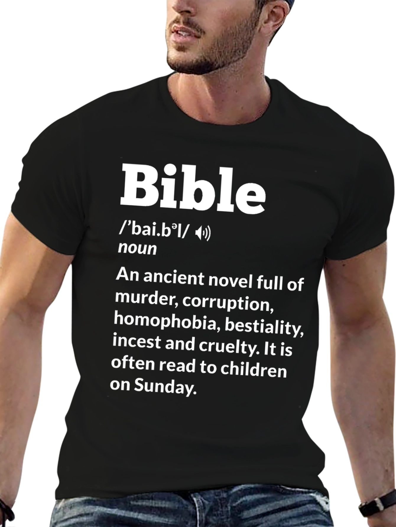 Black Bible Definition T-Shirt Funny Novel Atheist Tee view 6
