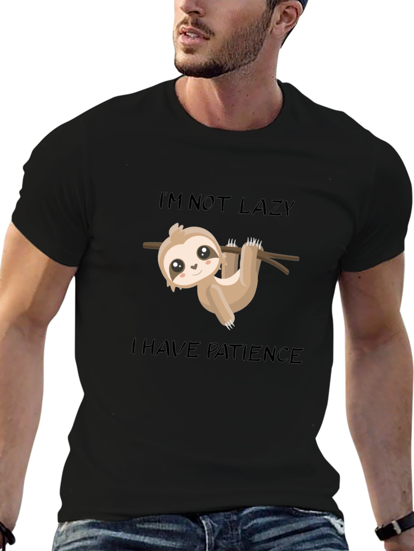 Black Sloth Patience T-Shirt: Lazy? No, Just Patient! view 6