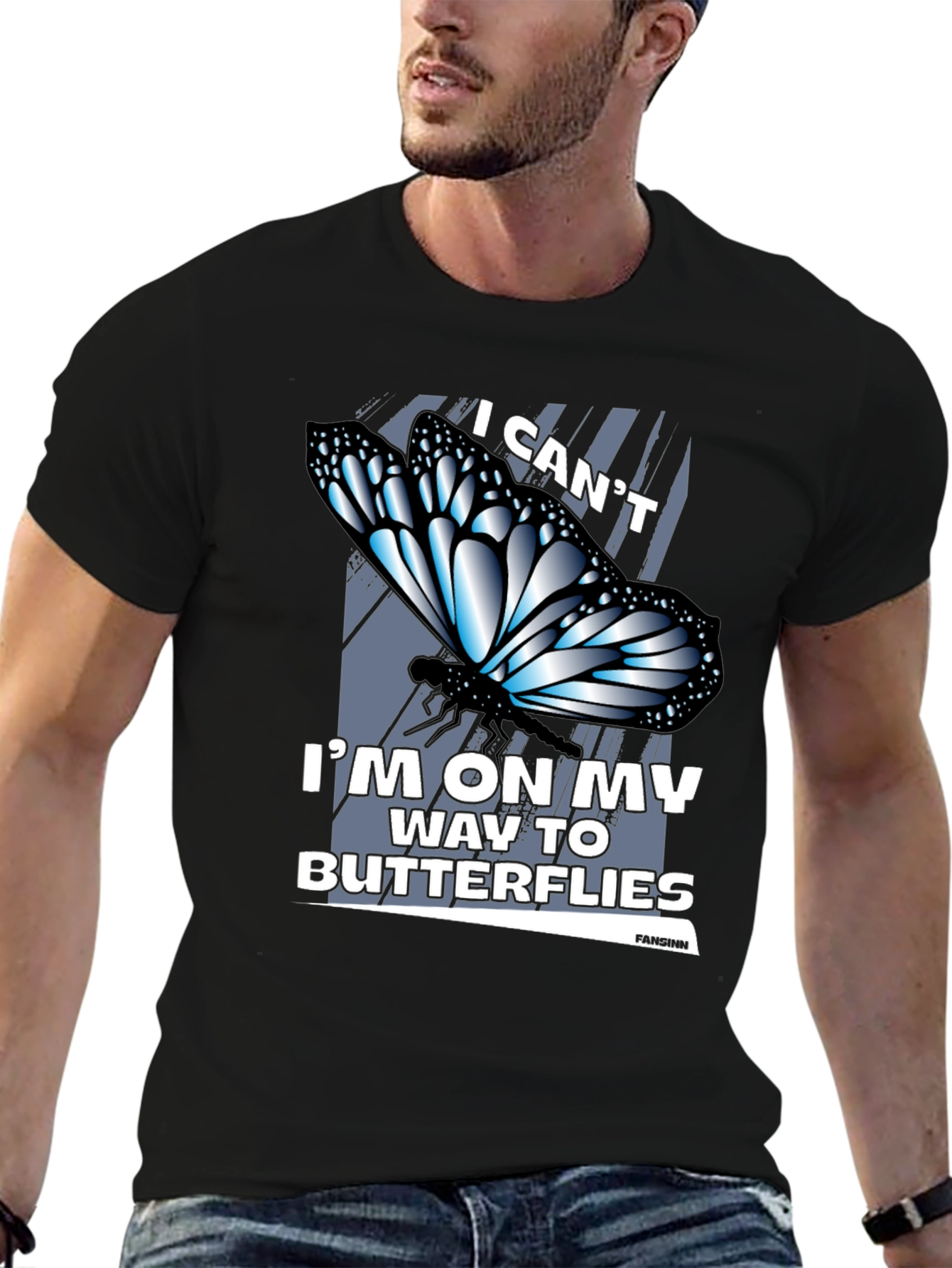 Black Butterfly Graphic T-Shirt - I Can't, Butterflies view 6
