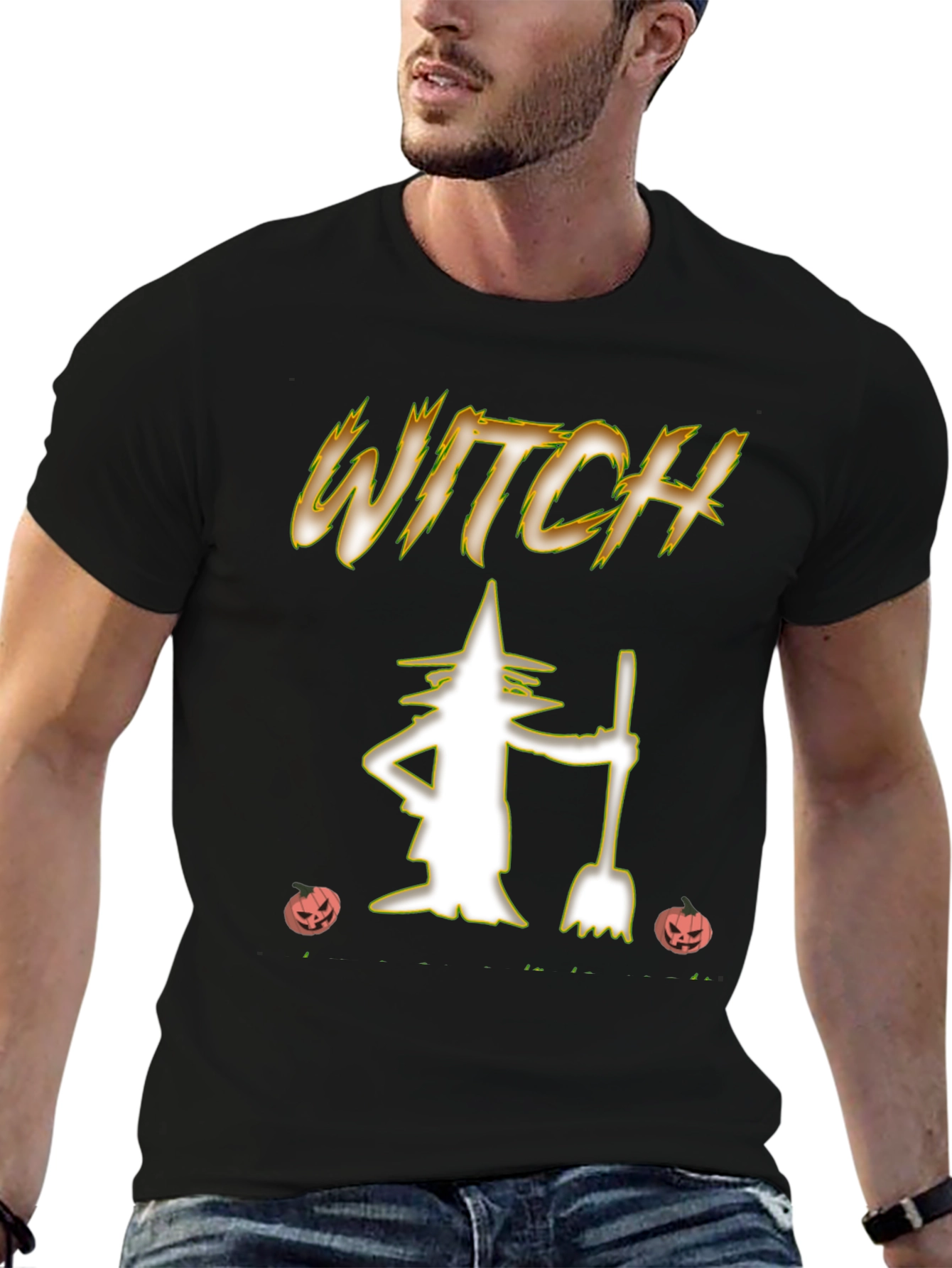 Black Witch Halloween T-Shirt view 6