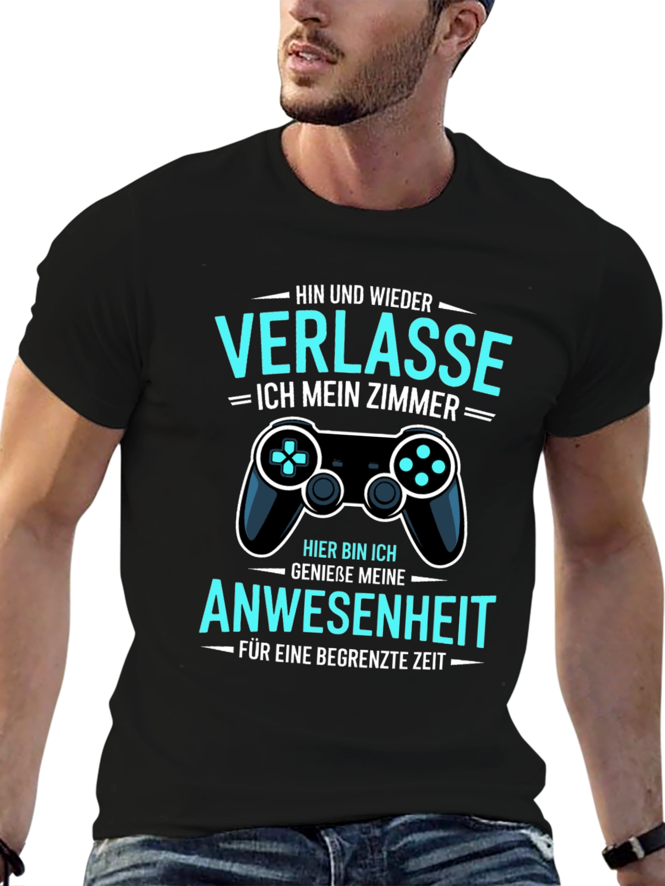 Black Gamer Humor T-Shirt: Verlasse Ich Mein Zimmer view 6