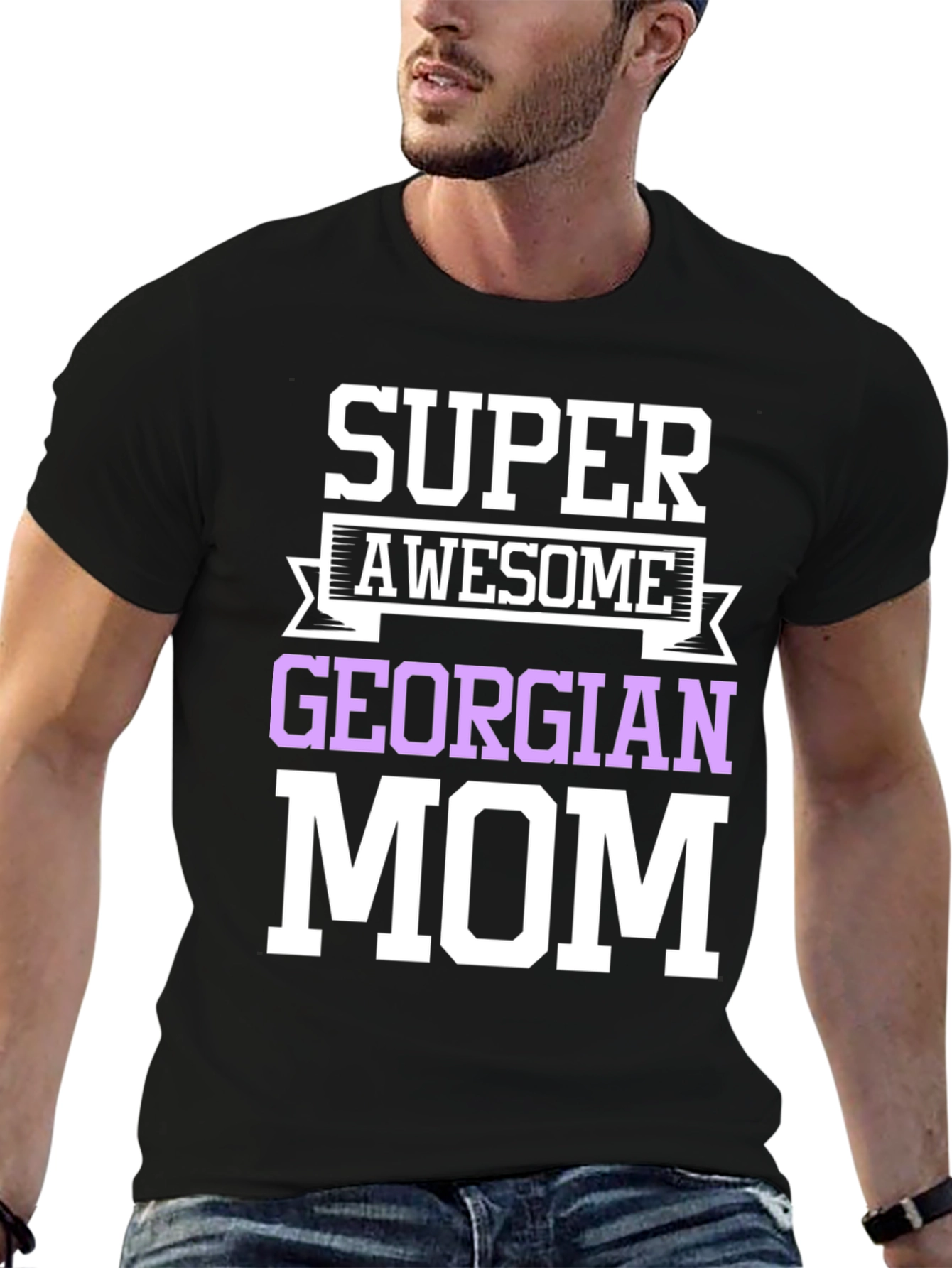 Black Super Awesome Georgian Mom T-Shirt view 6