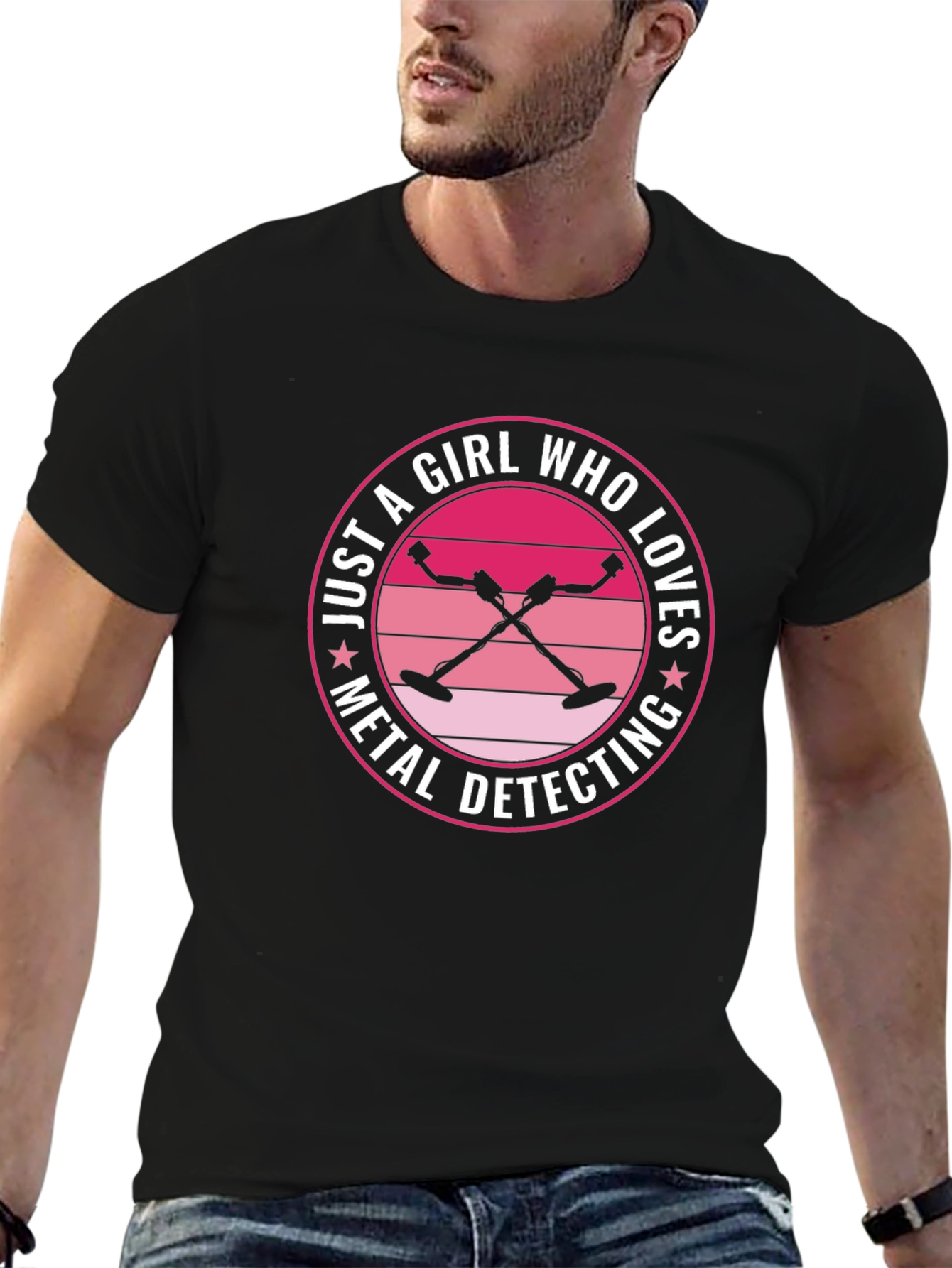 Black Metal Detecting Girl T-Shirt Gift view 6