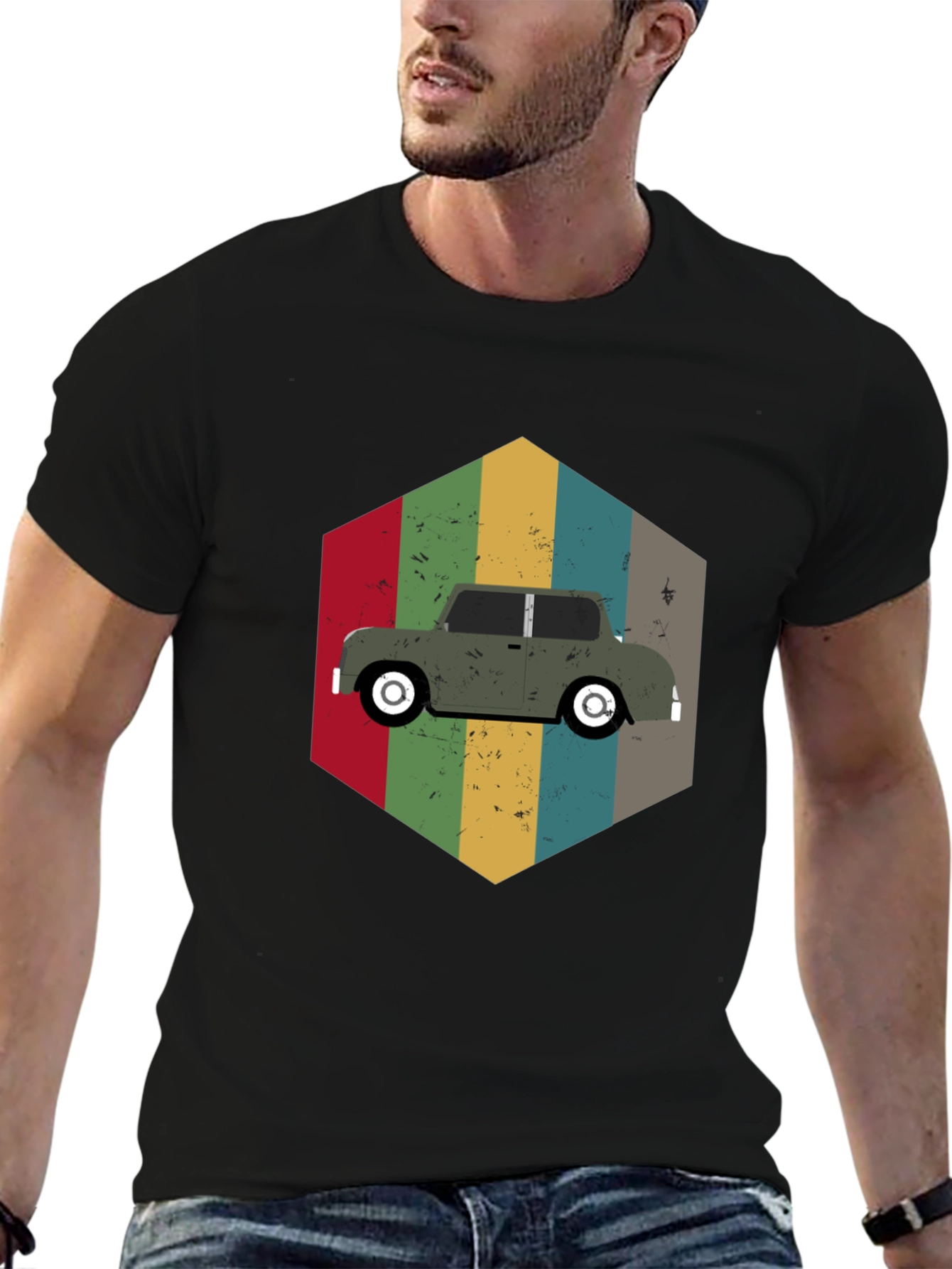 Black Vintage Car Graphic T-Shirt - Retro Style view 6