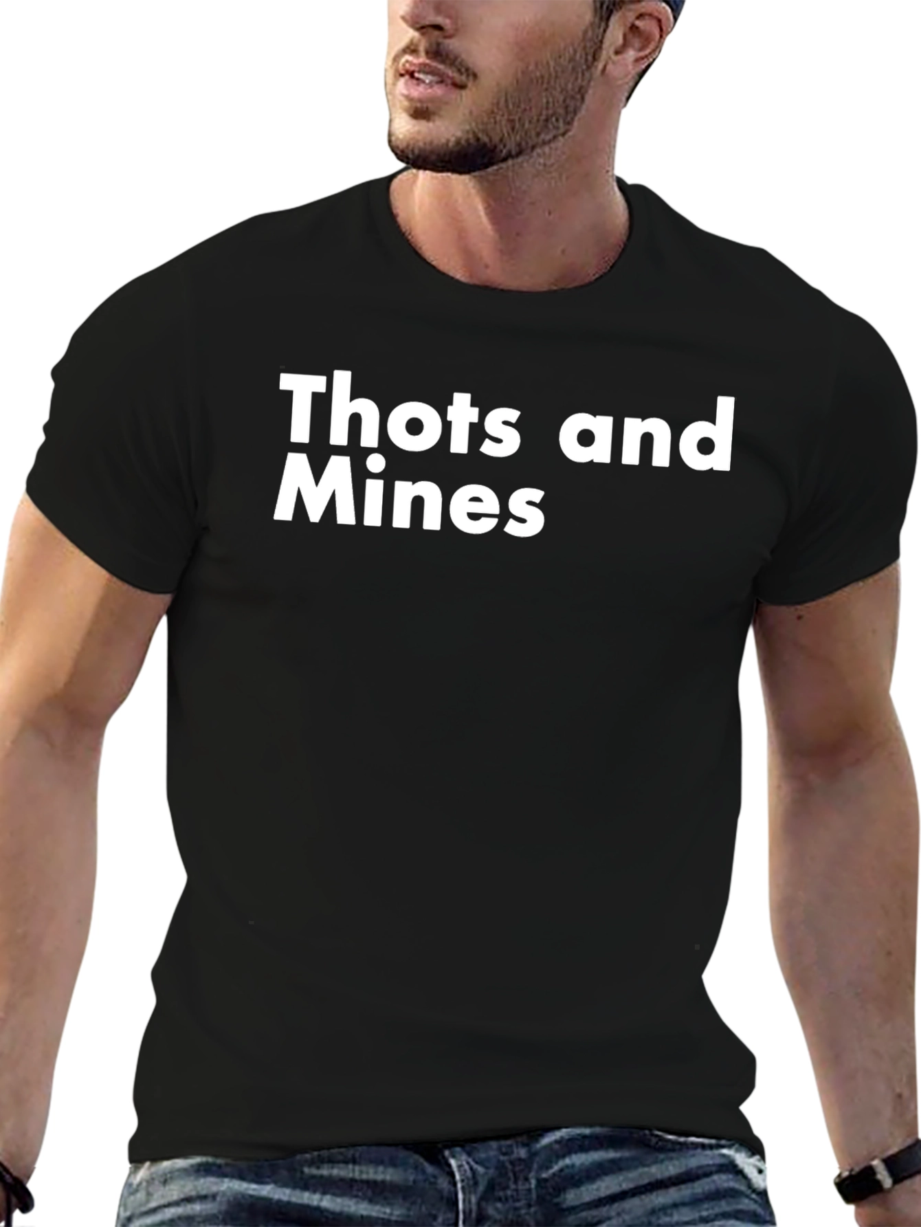 Black "Thots and Mines" Graphic T-Shirt - Unisex Black Tee view 6