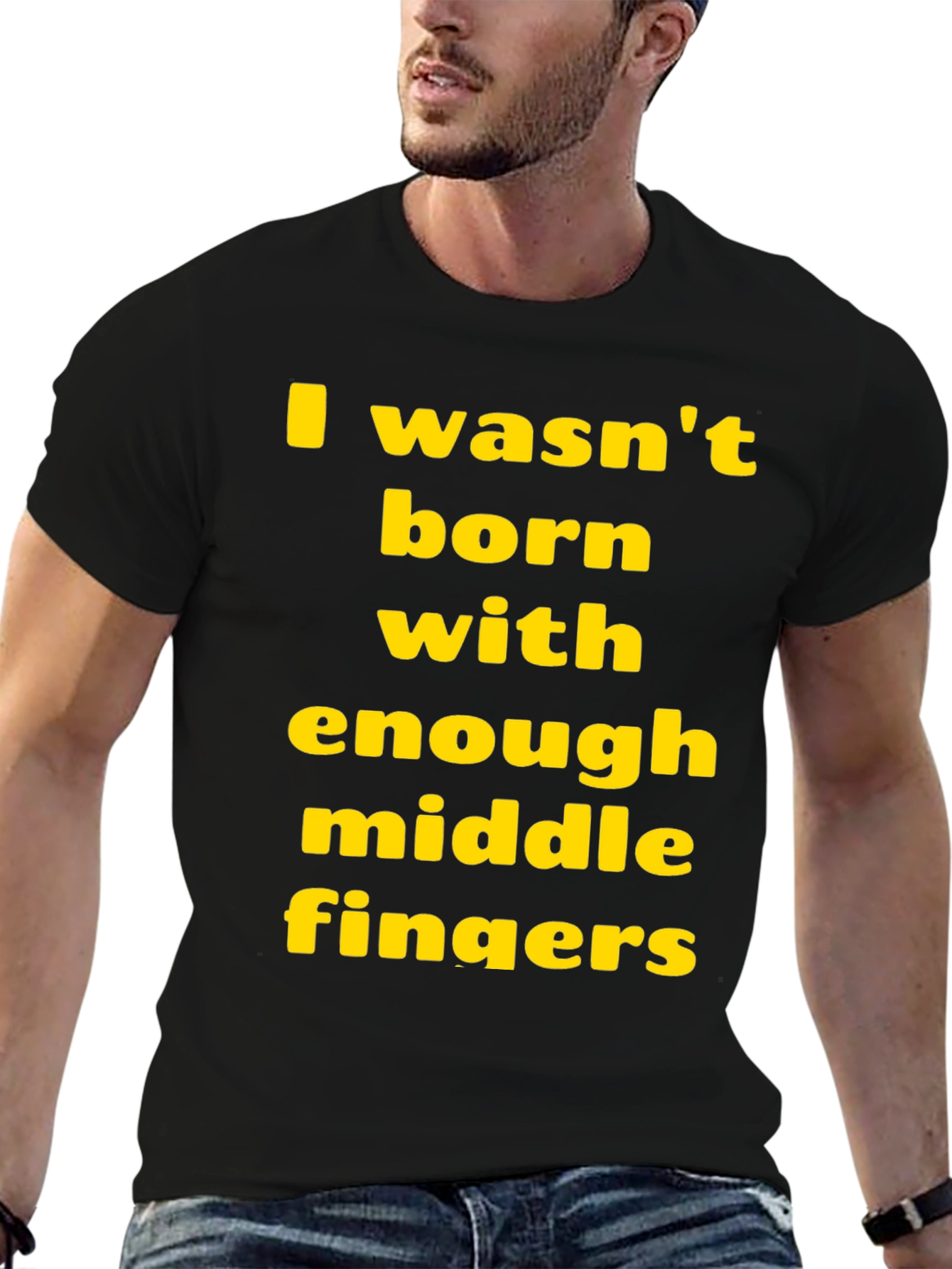 Black Funny Sarcastic T-Shirt: Middle Finger Graphic Tee view 6