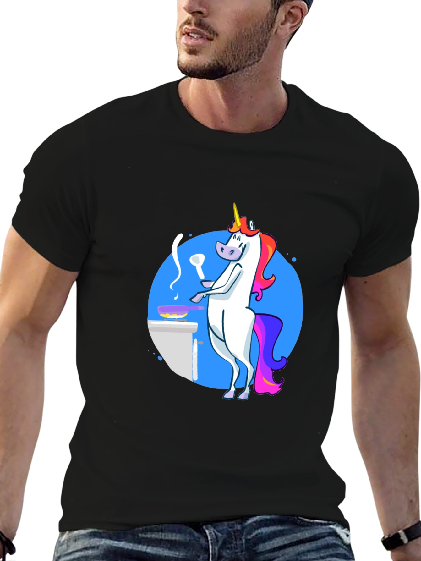 Black Unicorn Chef T-Shirt view 6