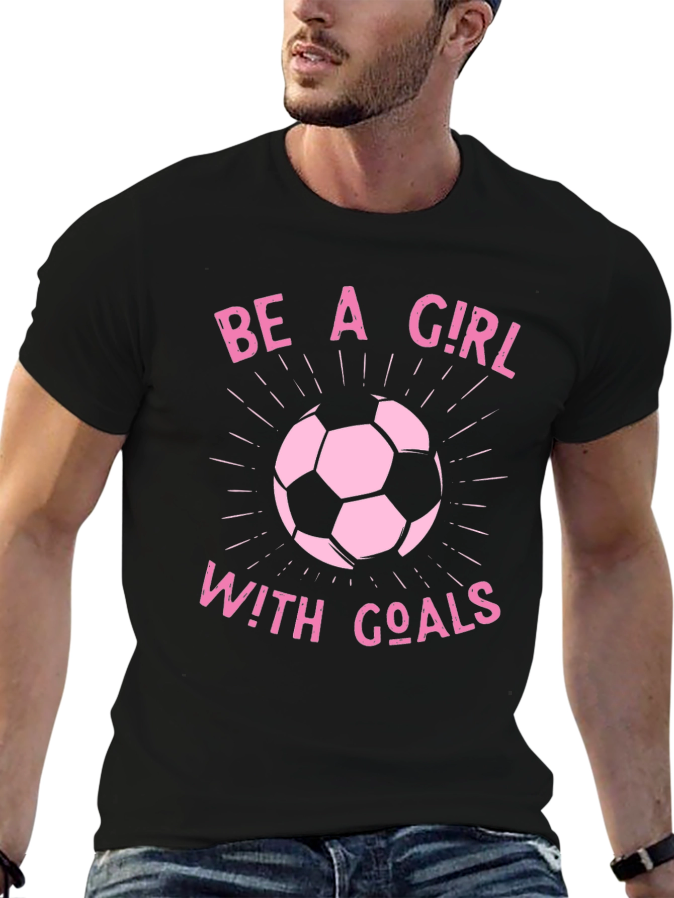 Black Girl With Goals Soccer T-Shirt - Black view 6