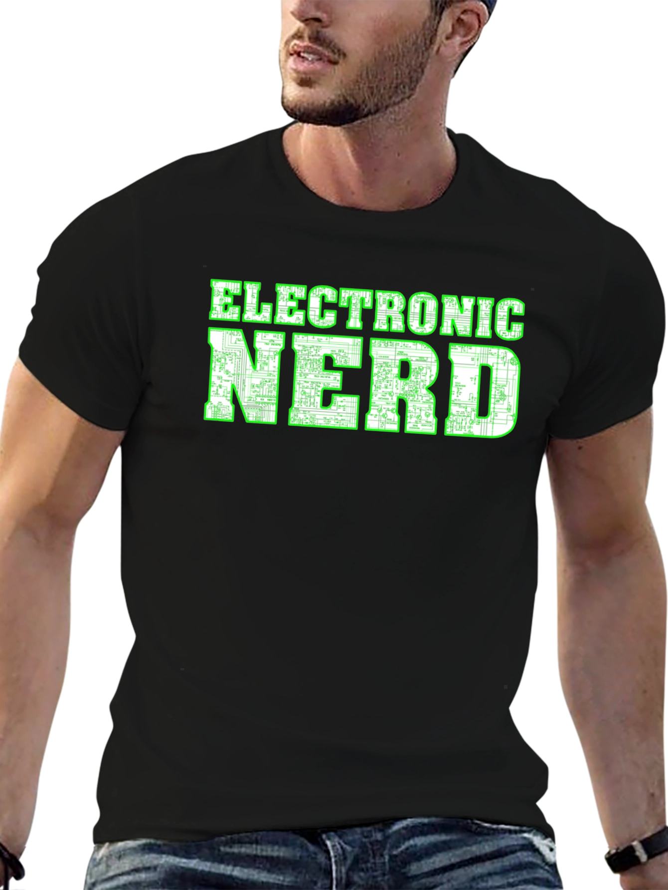 Black Electronic Nerd Graphic T-Shirt - Black view 6