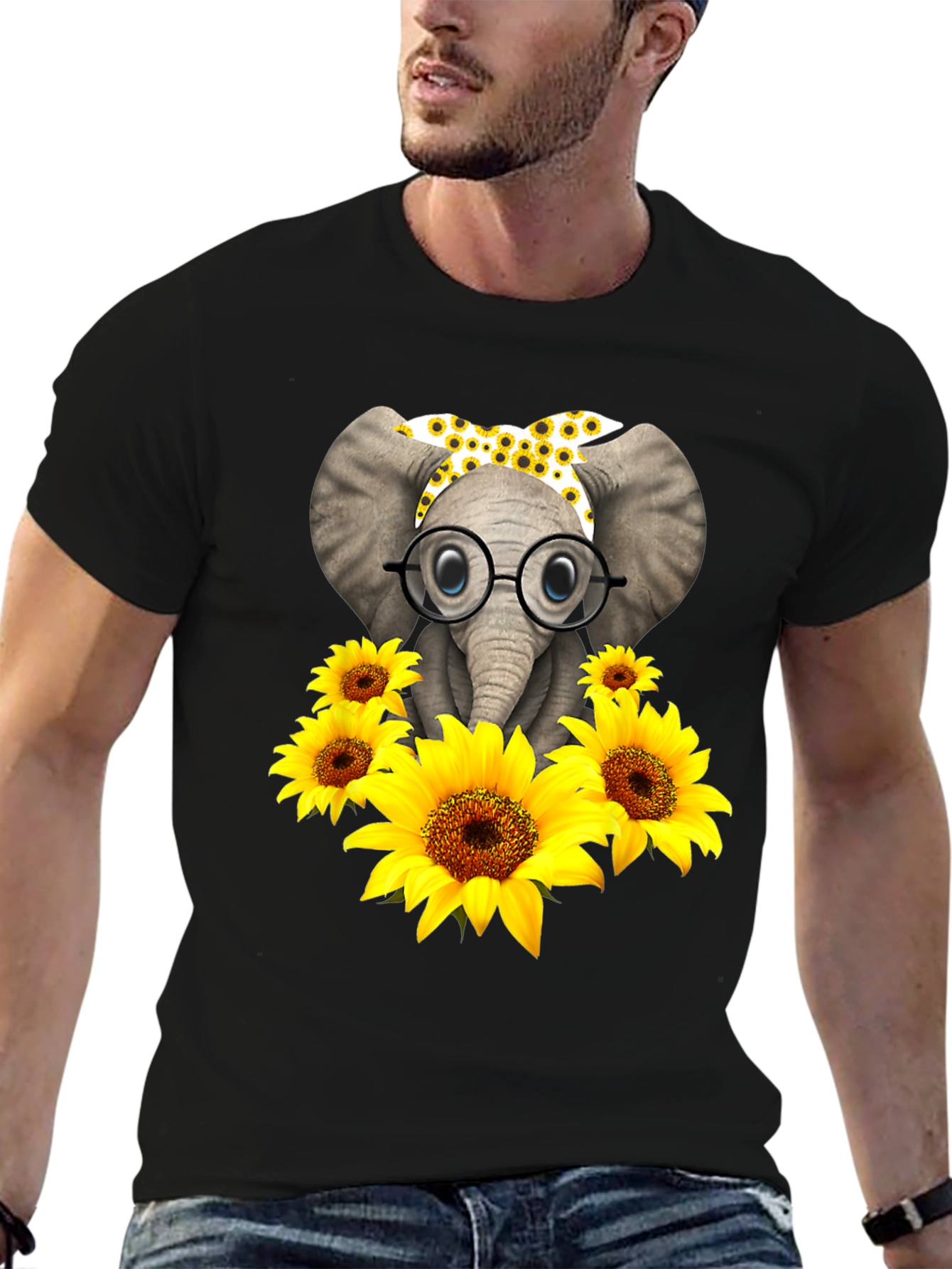 Black Elephant Sunflower Graphic Tee view 6