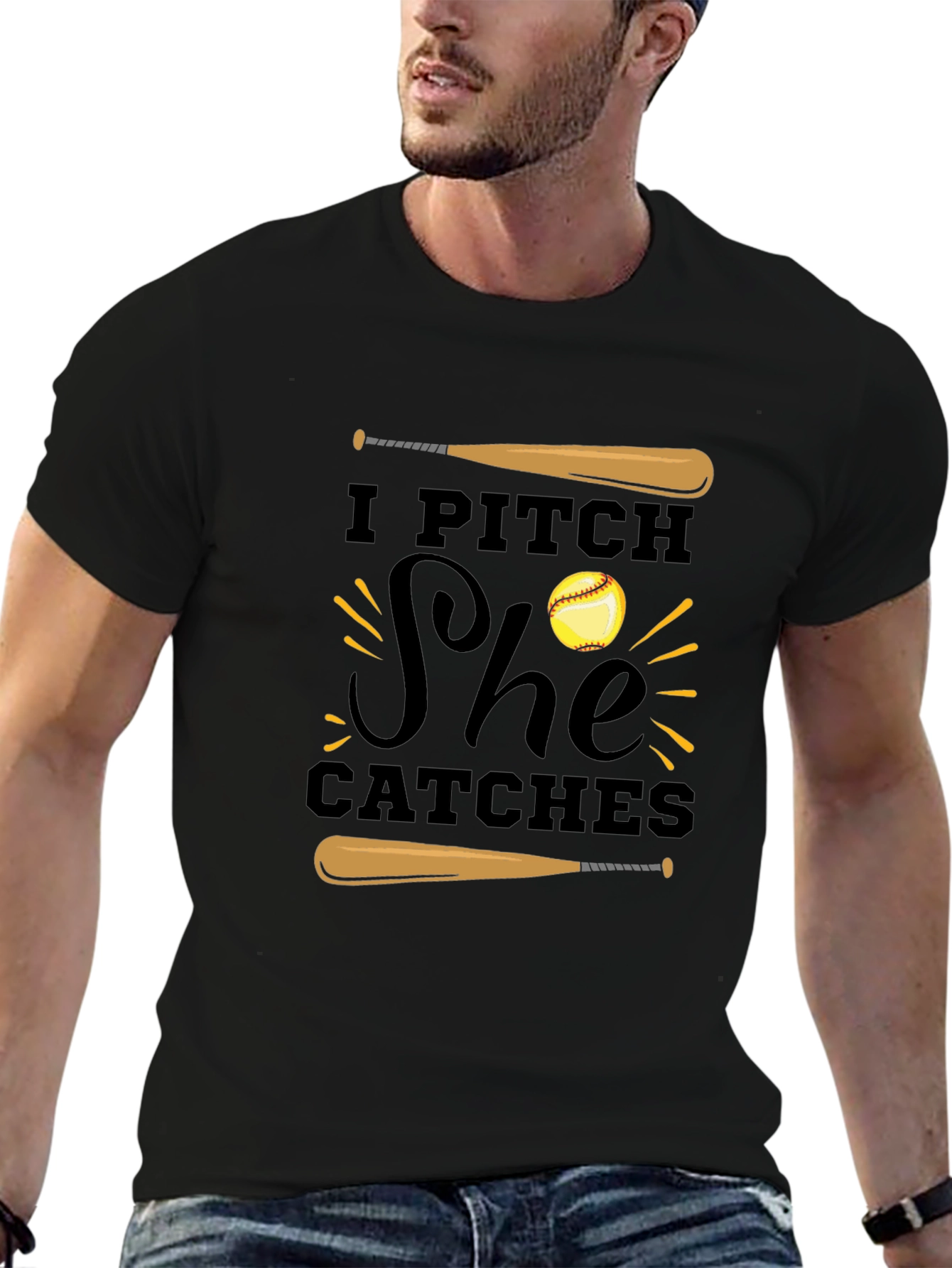 I Pitch She Catches Graphic T-Shirt - 6