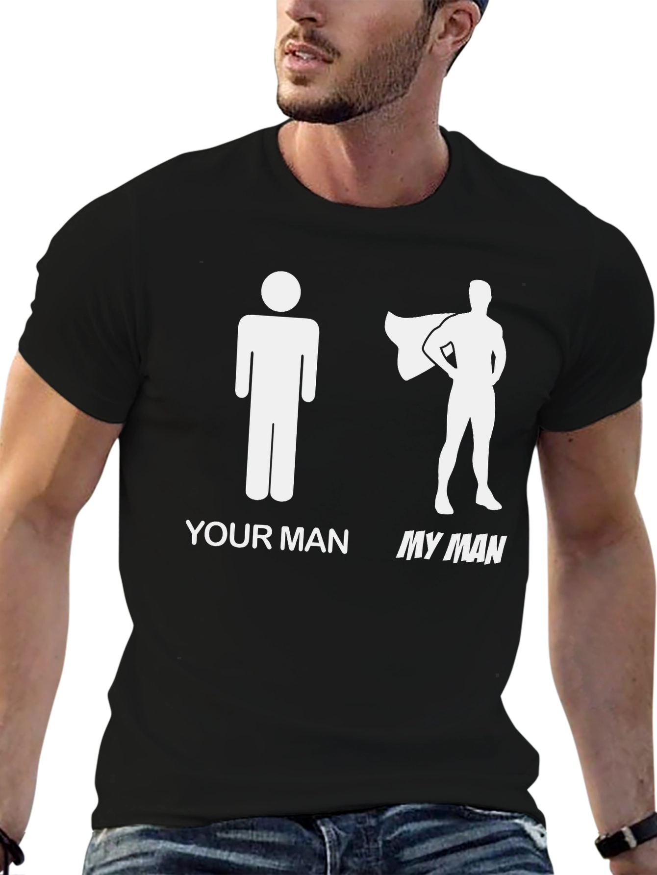 Black Your Man My Man Graphic Tee - Superhero Humor T-Shirt view 6