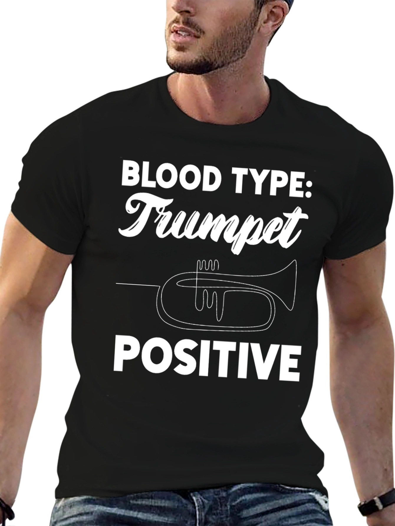 Black Trumpet Positive T-Shirt - Musician's Humor Tee view 6