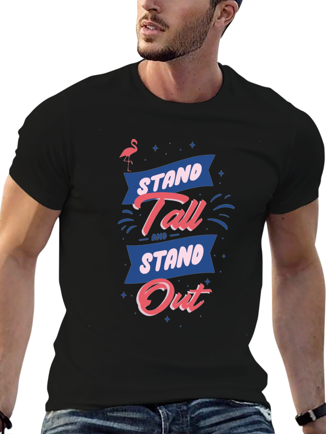 Black Stand Tall Graphic Print Tee view 6