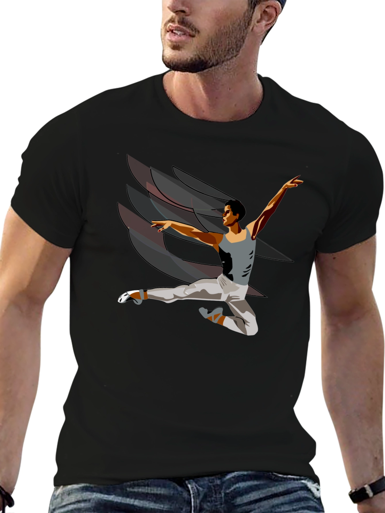 Black Ballet Dancer Graphic T-Shirt - Black view 6