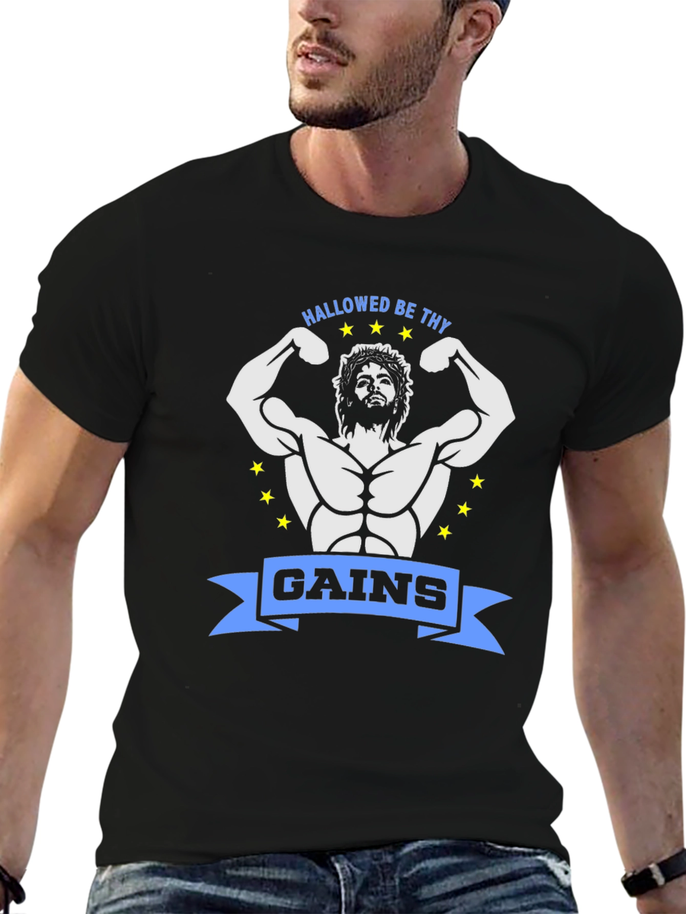 Black Hallowed Be Thy Gains Graphic Tee - Black view 6