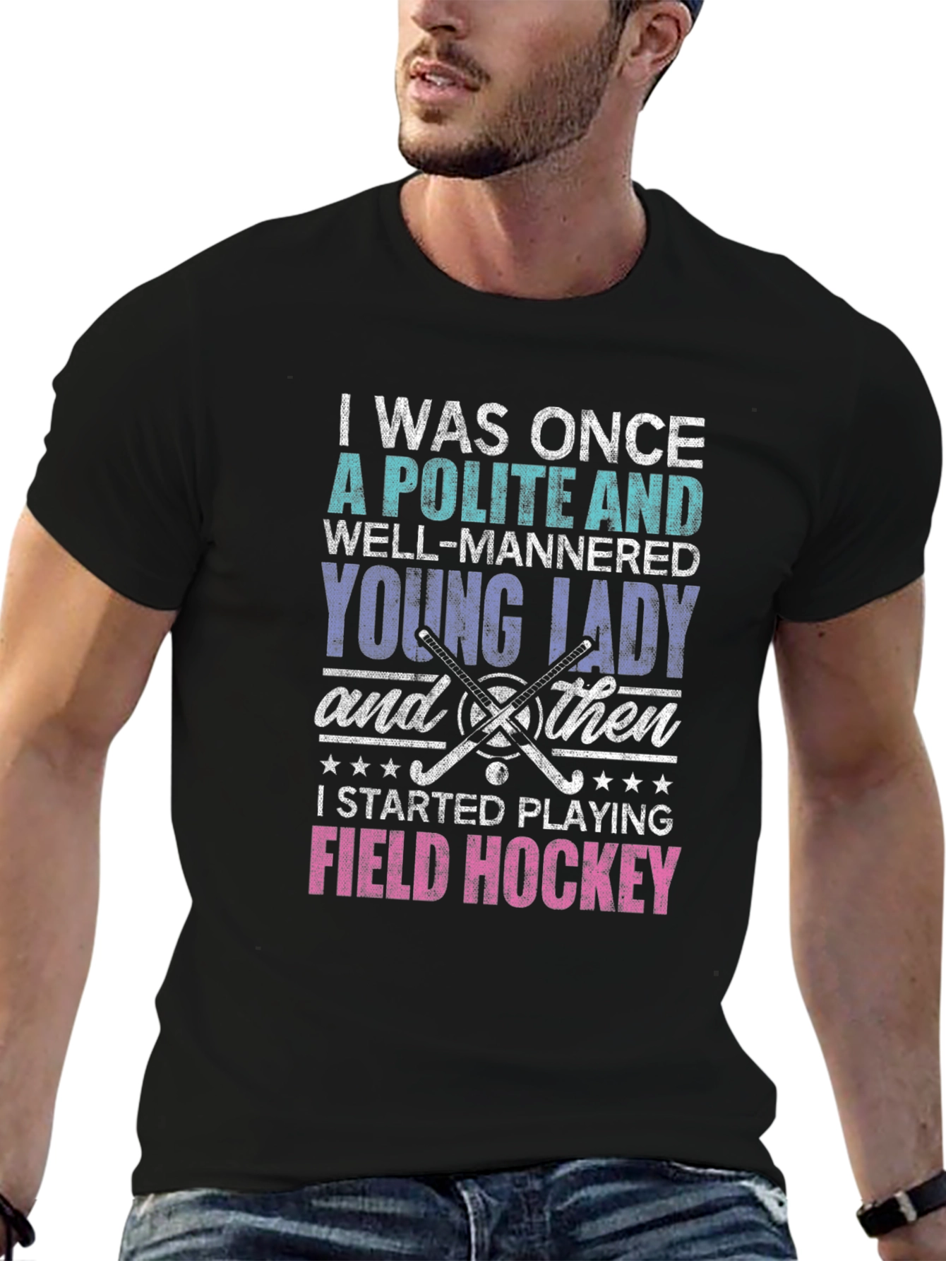 Black Polite Lady Field Hockey T-Shirt view 6