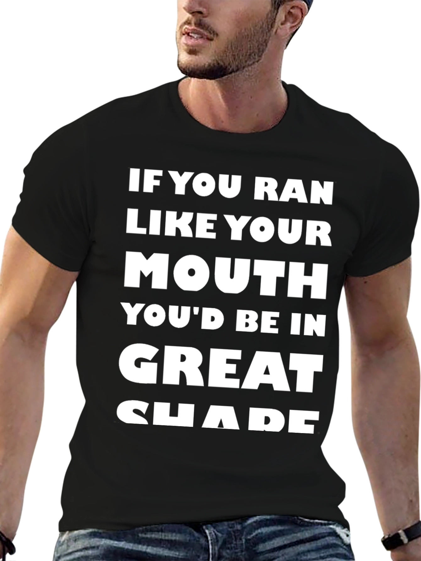 Black Funny Workout Shirt - If You Ran Like Your Mouth view 6