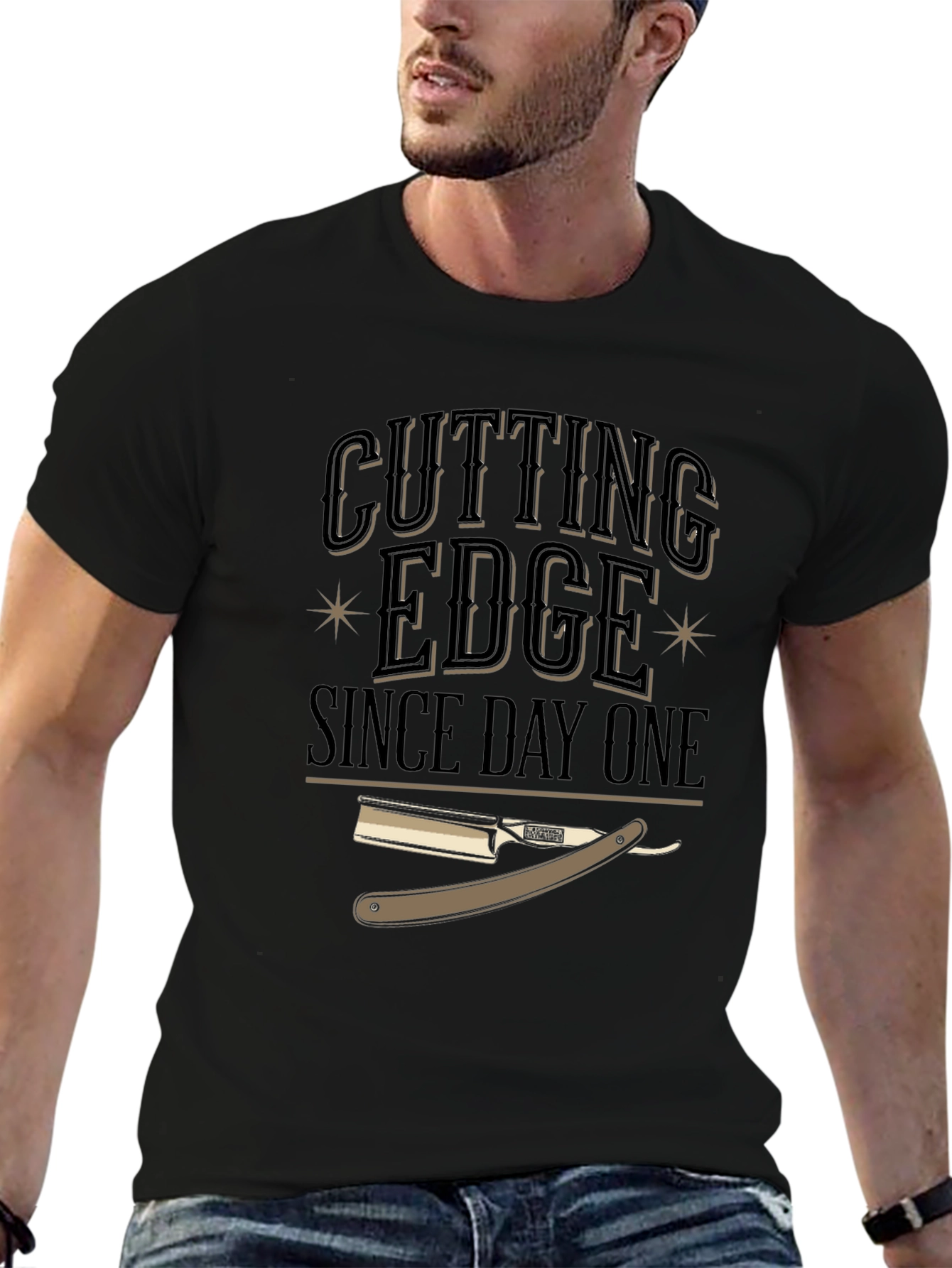 Black Cutting Edge Barber Style Black T-Shirt view 6