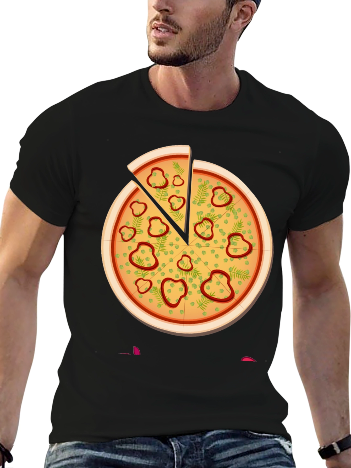 Black Pizza Graphic Tee - Unisex Crew Neck view 6