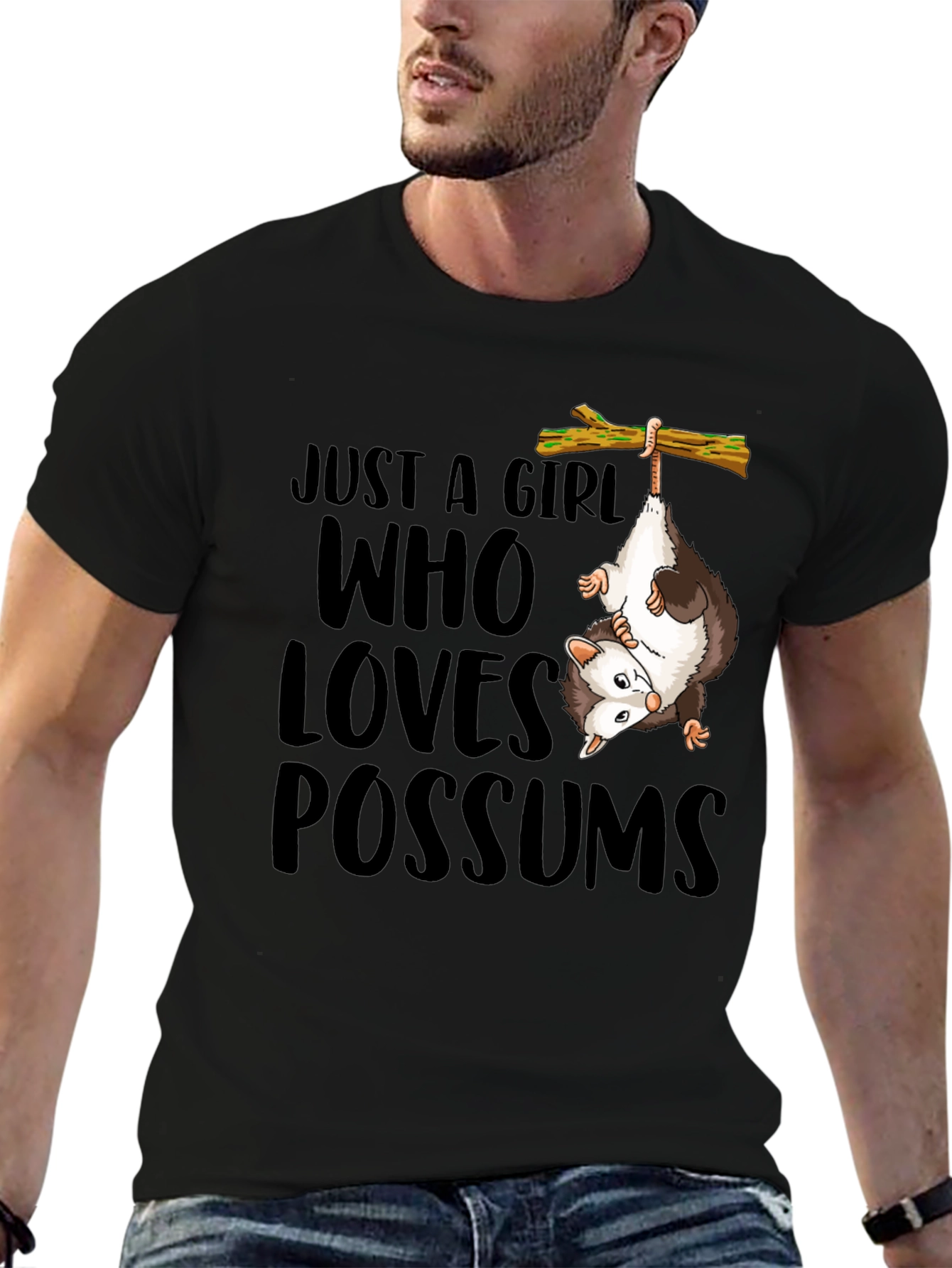 Black Just a Girl Who Loves Possums T-Shirt view 6