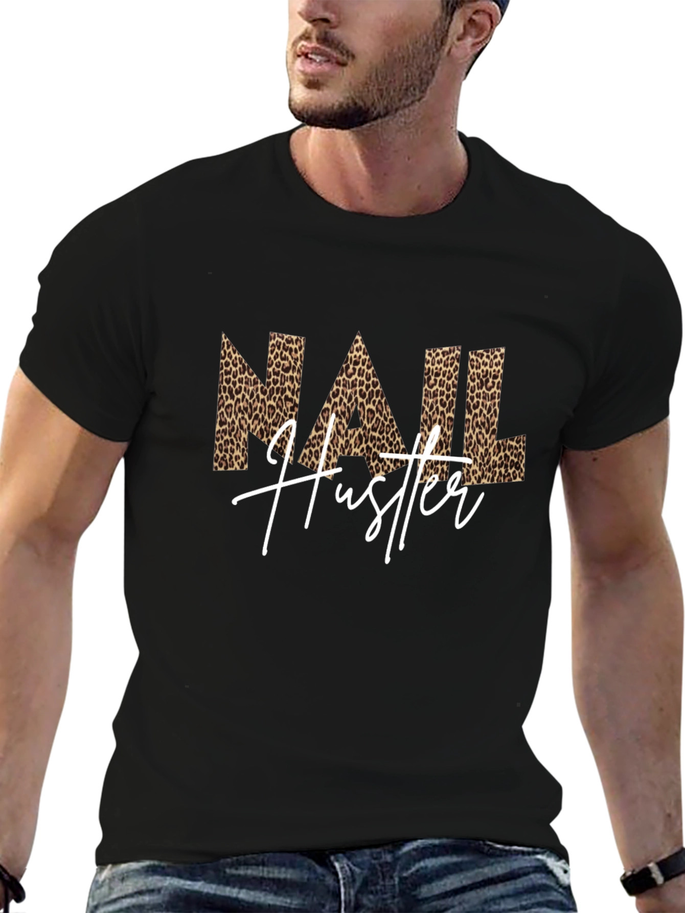 Black Nail Hustler Leopard Print T-Shirt view 6